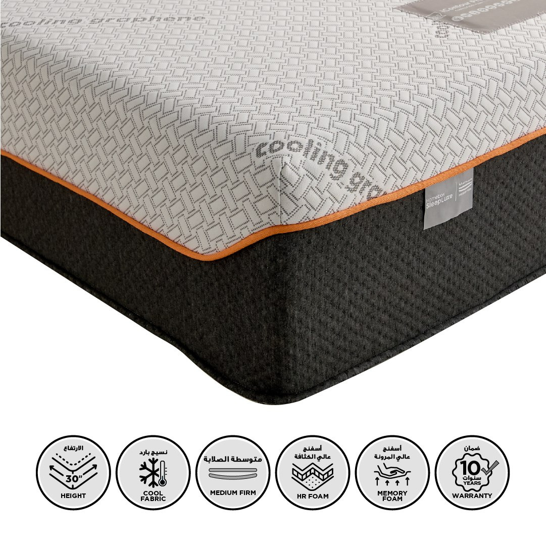 iSleepLuxe iCooltex Contour Pro Air Memory Foam HR Cooling Fabric King Mattress - 180x200x30 cm-hbxfurniture-mattresses-king-image-1