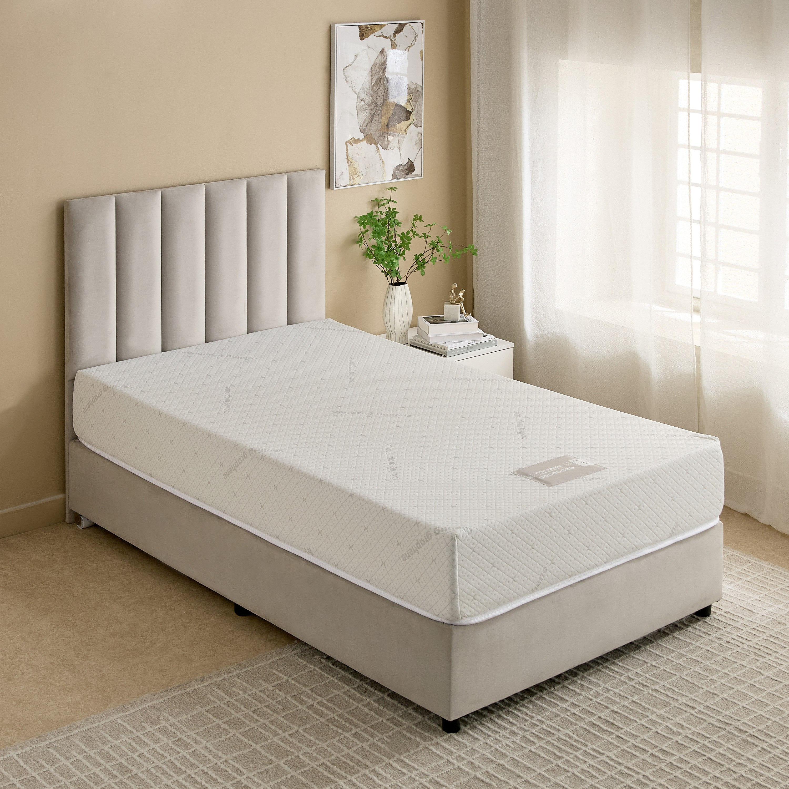 iSleepLuxe iCooltex Viscopedic HR Foam Memory Foam Cooling Fabric Twin Mattress - 120x200x25 cm-hbxfurniture-mattresses-twin-image-3