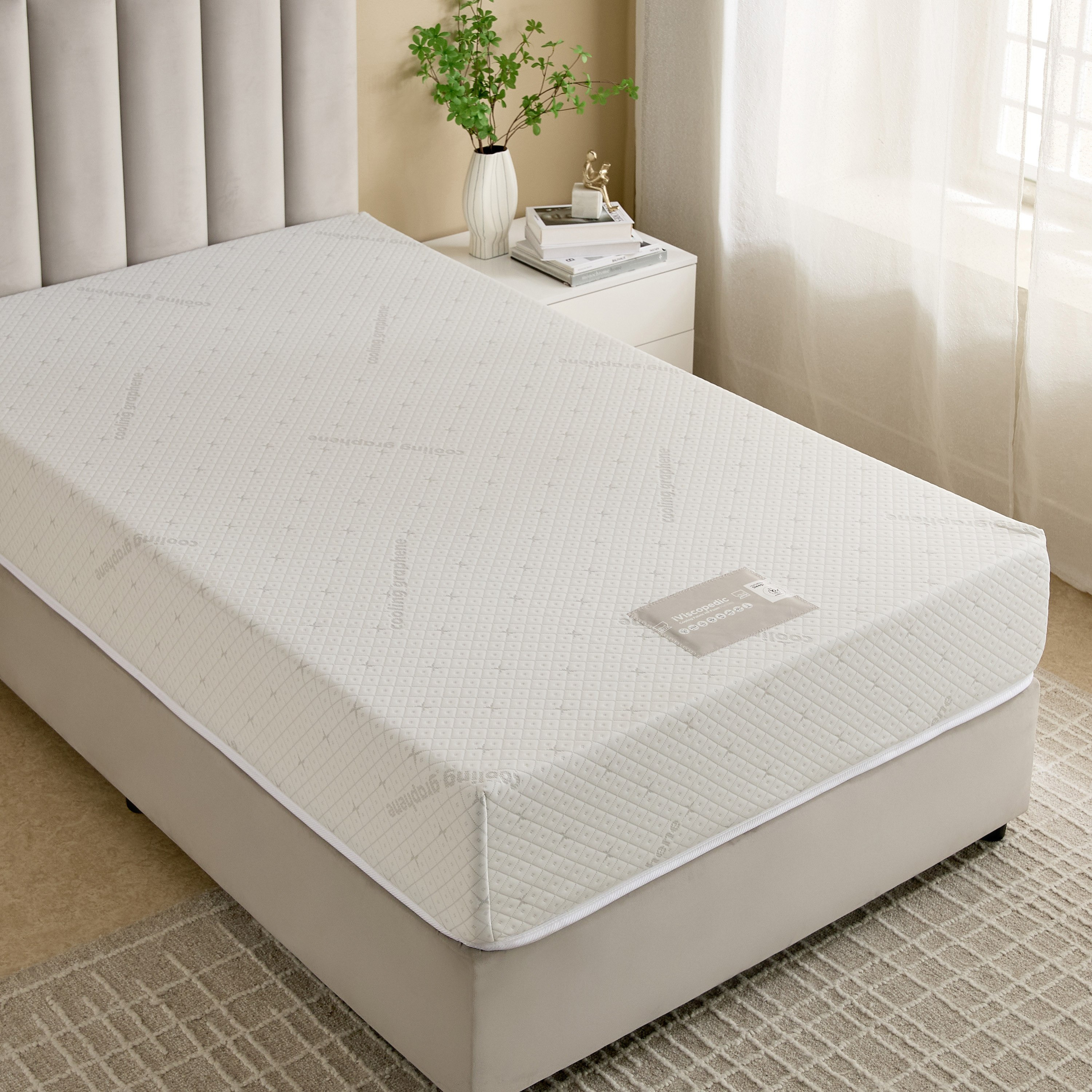 iSleepLuxe iCooltex Viscopedic HR Foam Memory Foam Cooling Fabric Queen Mattress - 155x205x25 cm-hbxbedroom-mattresses-queen-image-5