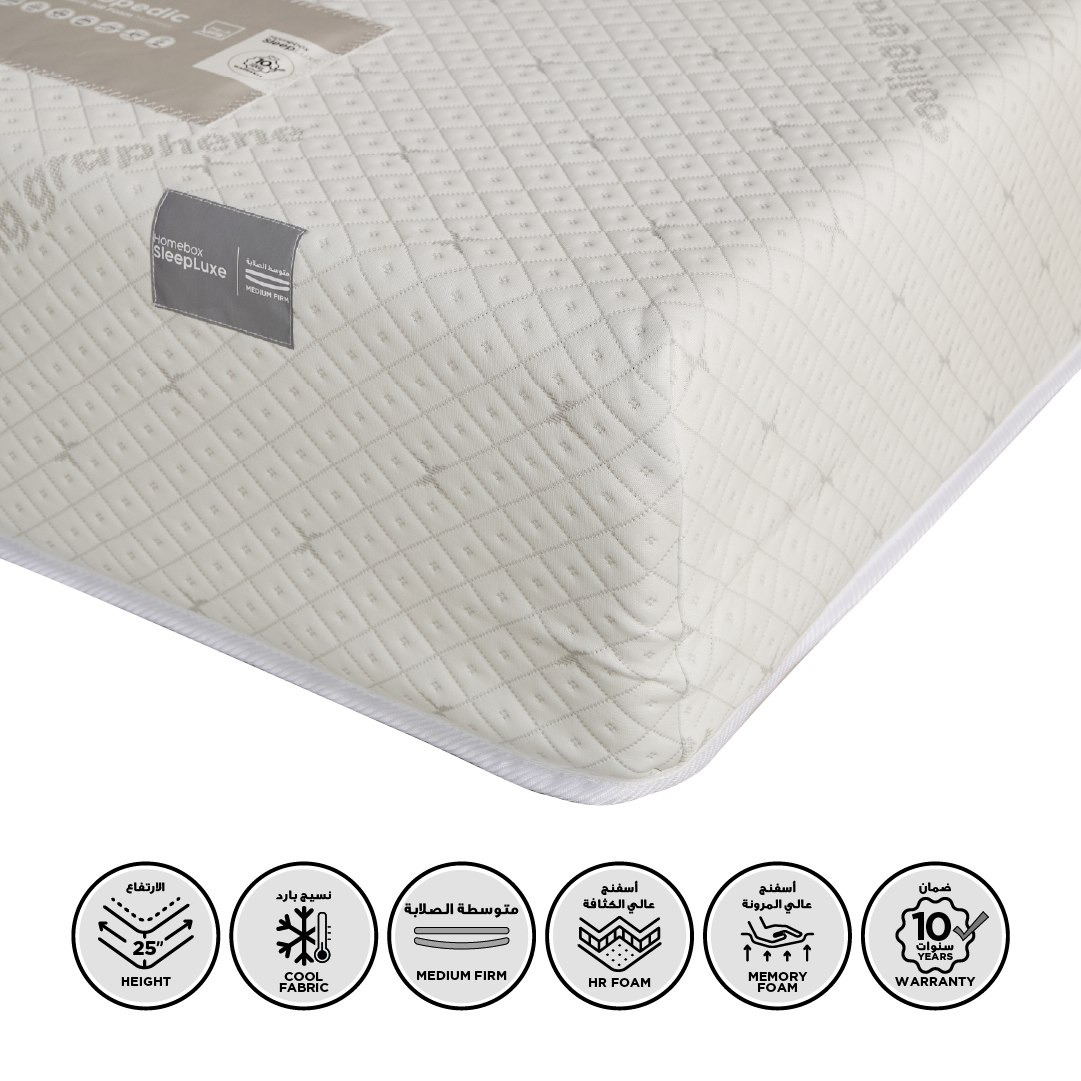iSleepLuxe iCooltex Viscopedic HR Foam Memory Foam Cooling Fabric King Mattress - 180x200x25 cm-hbxfurniture-mattresses-king-image-1