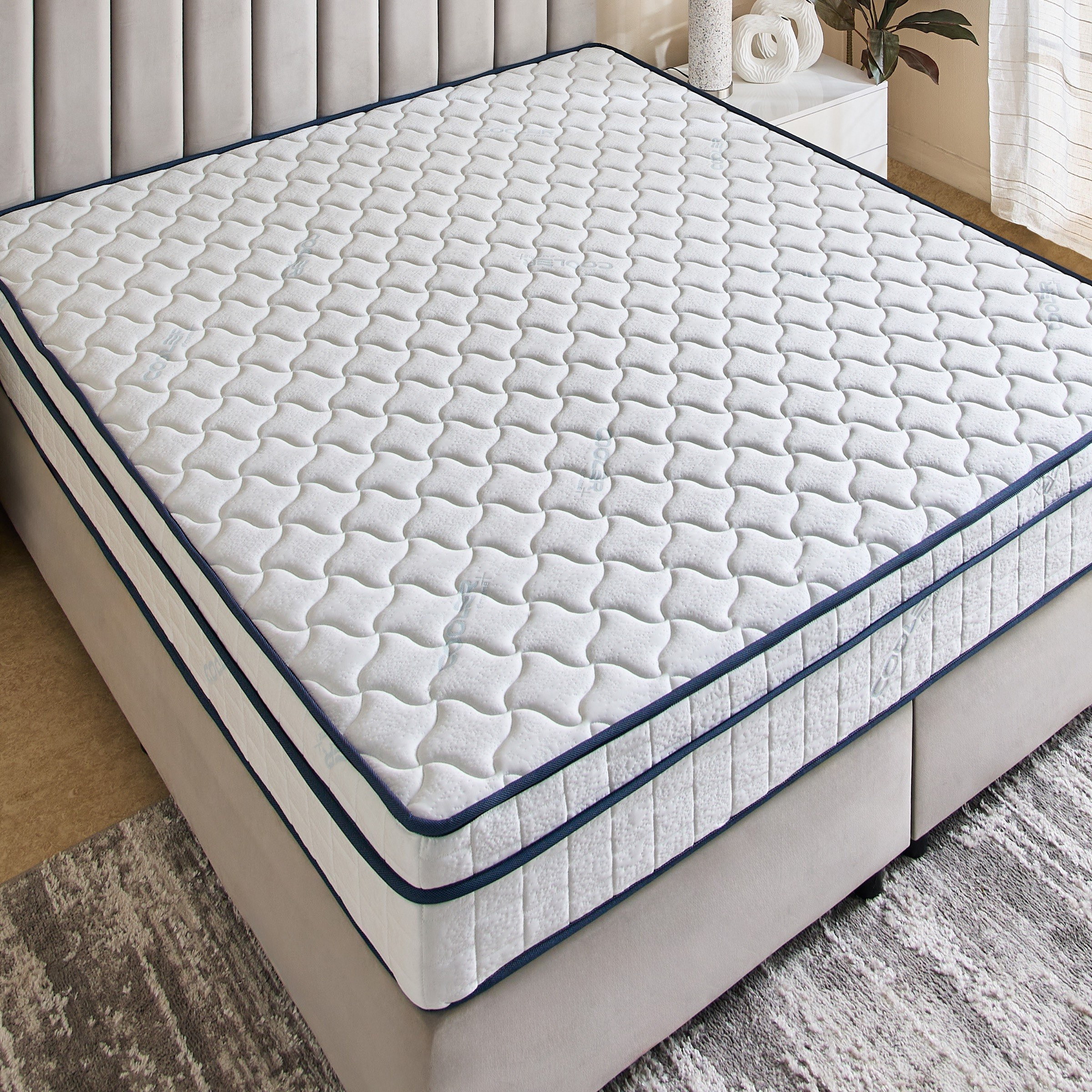 iSleepLuxe iCooltex Comfort Visco Cooling Fabric Memory Foam Bonnell Spring Mattress - 180x210x24 cm-hbxfurniture-mattresses-king-image-4