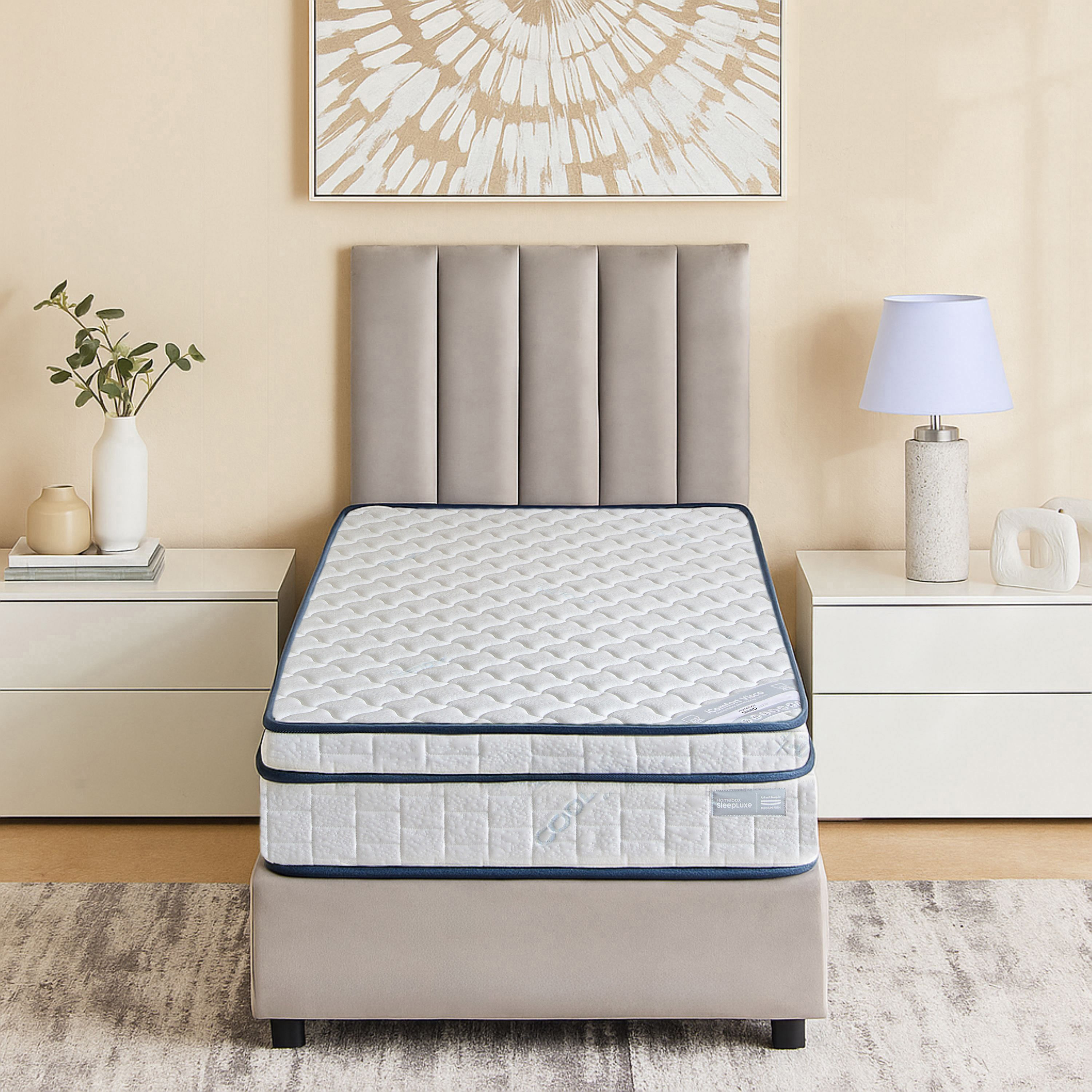 iSleepLuxe iCooltex Comfort Visco Cooling Fabric Memory Foam Bonnell Spring Mattress - 90x200x24 cm-PROMO_HB_KSA_HBX10_190925-image-2