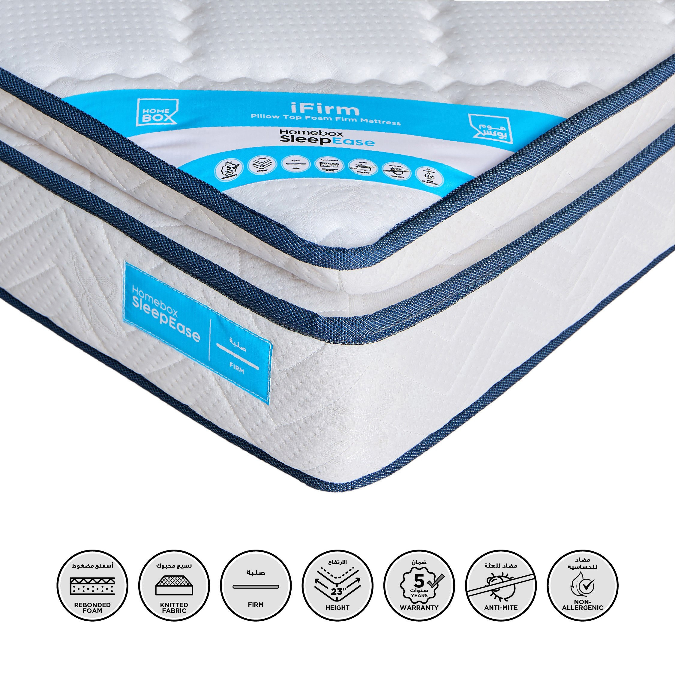 SleepEase iFirm Pillow Top Foam Extra Firm Single Mattress - 90x200x23 cm-hbxfurniture-bedroom-mattresses-single-image-1