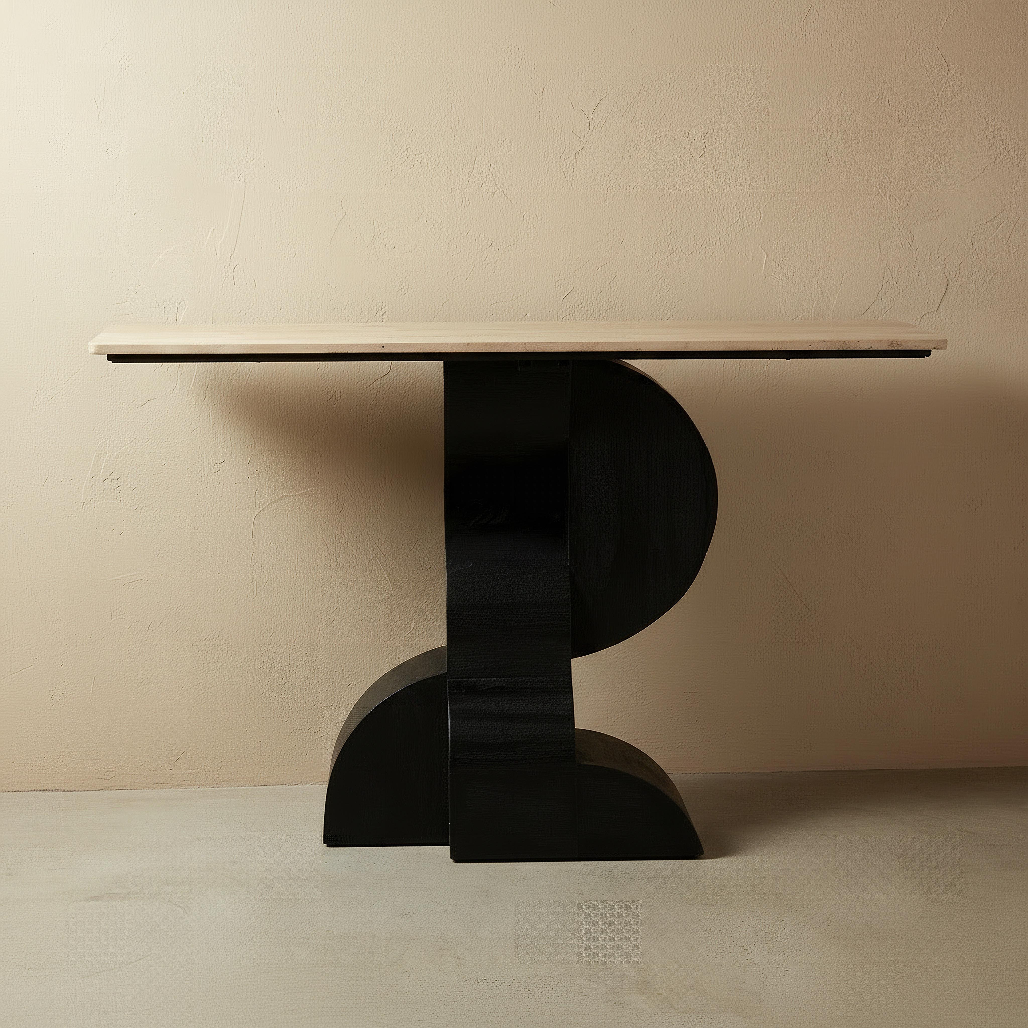 Cavon Forest Genuine Travertine Top Console Table with Solid Wood Base-hbxfurniture-tablesandstands-consoletables-image-2