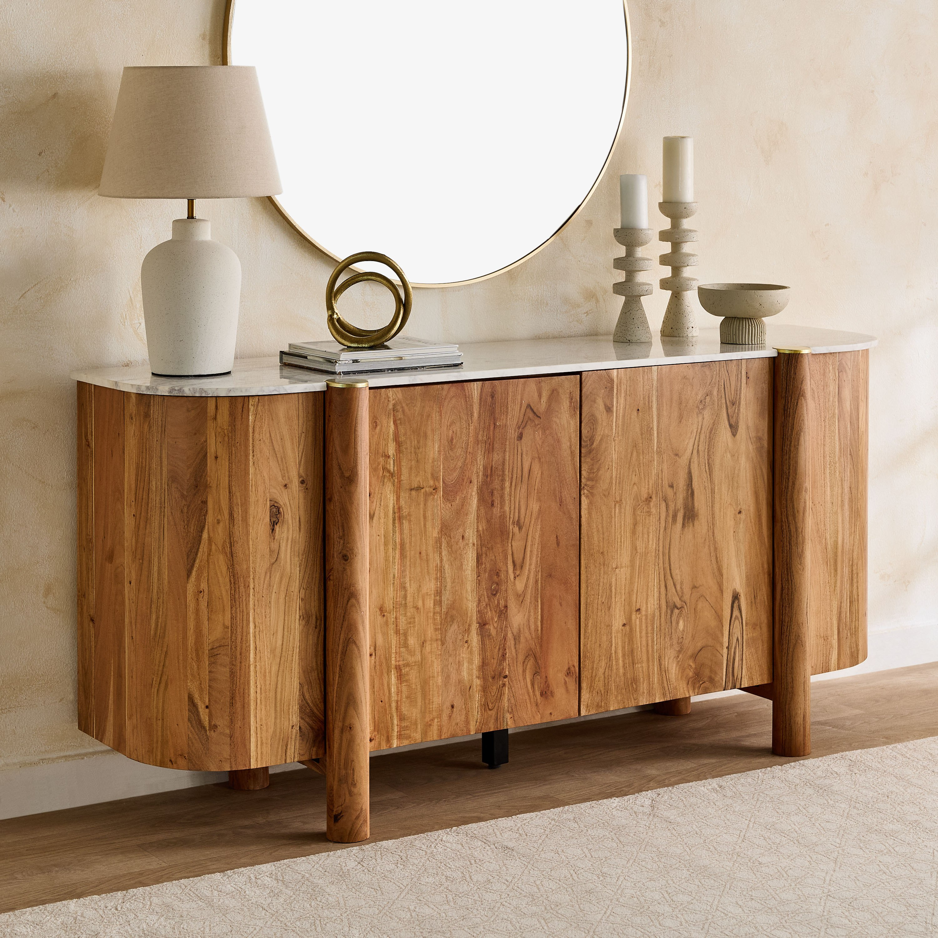 Cavon Caretto 1.8 Meter 4-Door Solid Wood Sideboard with Genuine Marble Top-hbxfurniture-diningroom-buffetsandsideboards-image-1
