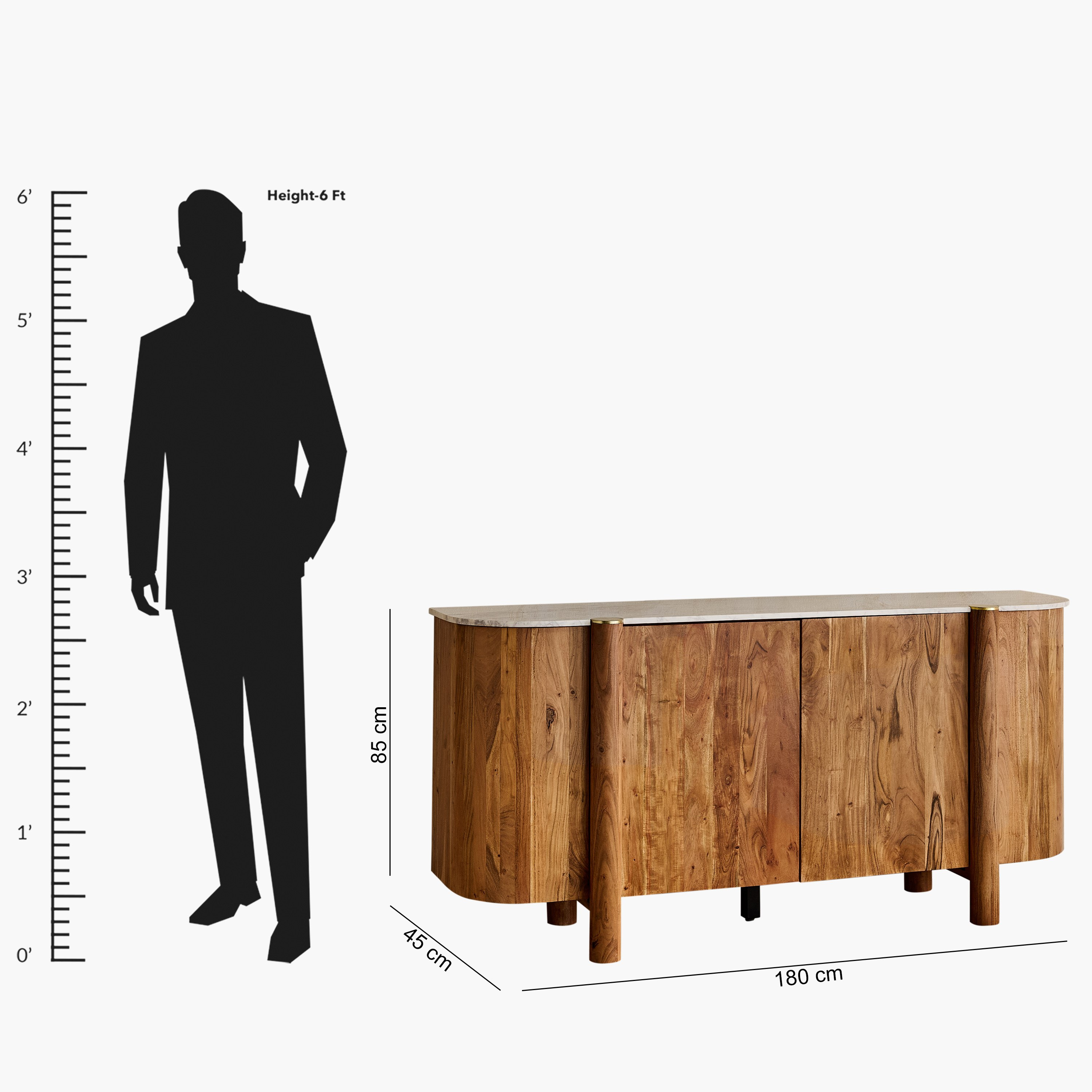 Cavon Caretto 1.8 Meter 4-Door Solid Wood Sideboard with Genuine Marble Top-hbxfurniture-diningroom-buffetsandsideboards-image-11