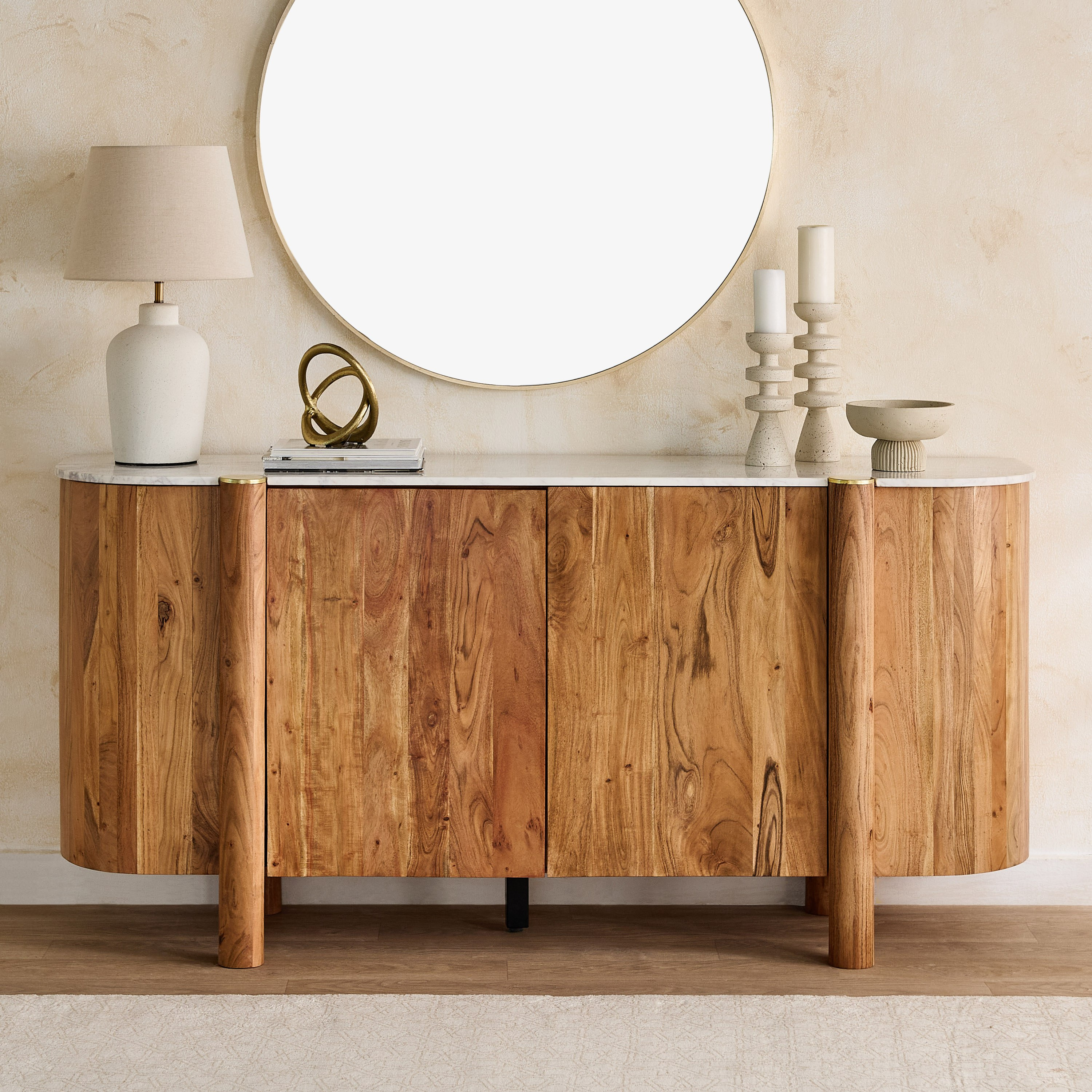 Cavon Caretto 1.8 Meter 4-Door Solid Wood Sideboard with Genuine Marble Top-hbxfurniture-diningroom-buffetsandsideboards-image-2
