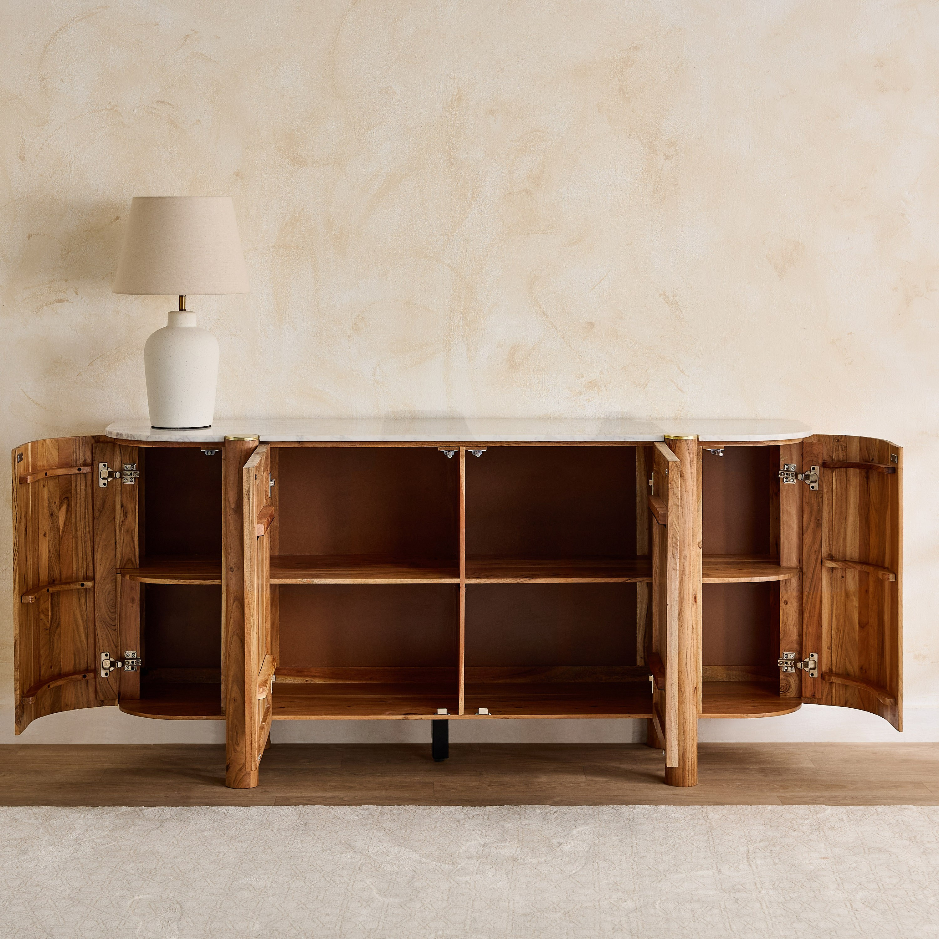 Cavon Caretto 1.8 Meter 4-Door Solid Wood Sideboard with Genuine Marble Top-hbxfurniture-diningroom-buffetsandsideboards-image-3