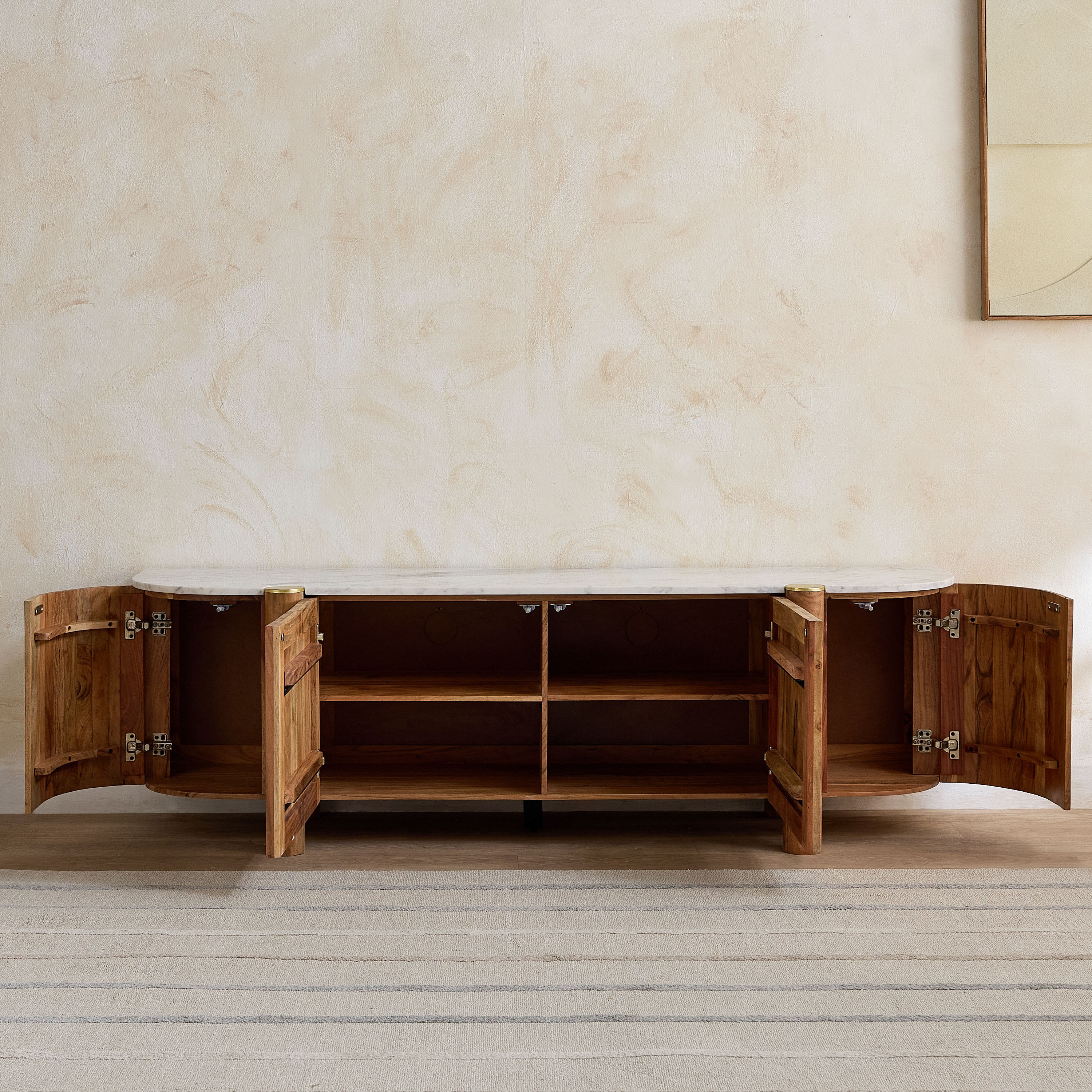Cavon Caretto 1.8 Meter Solid Wood TV Unit with Genuine Marble Top for TVs upto 80 inch-hbxlivingroom-mediaunitsandstorage-tvunits-image-4