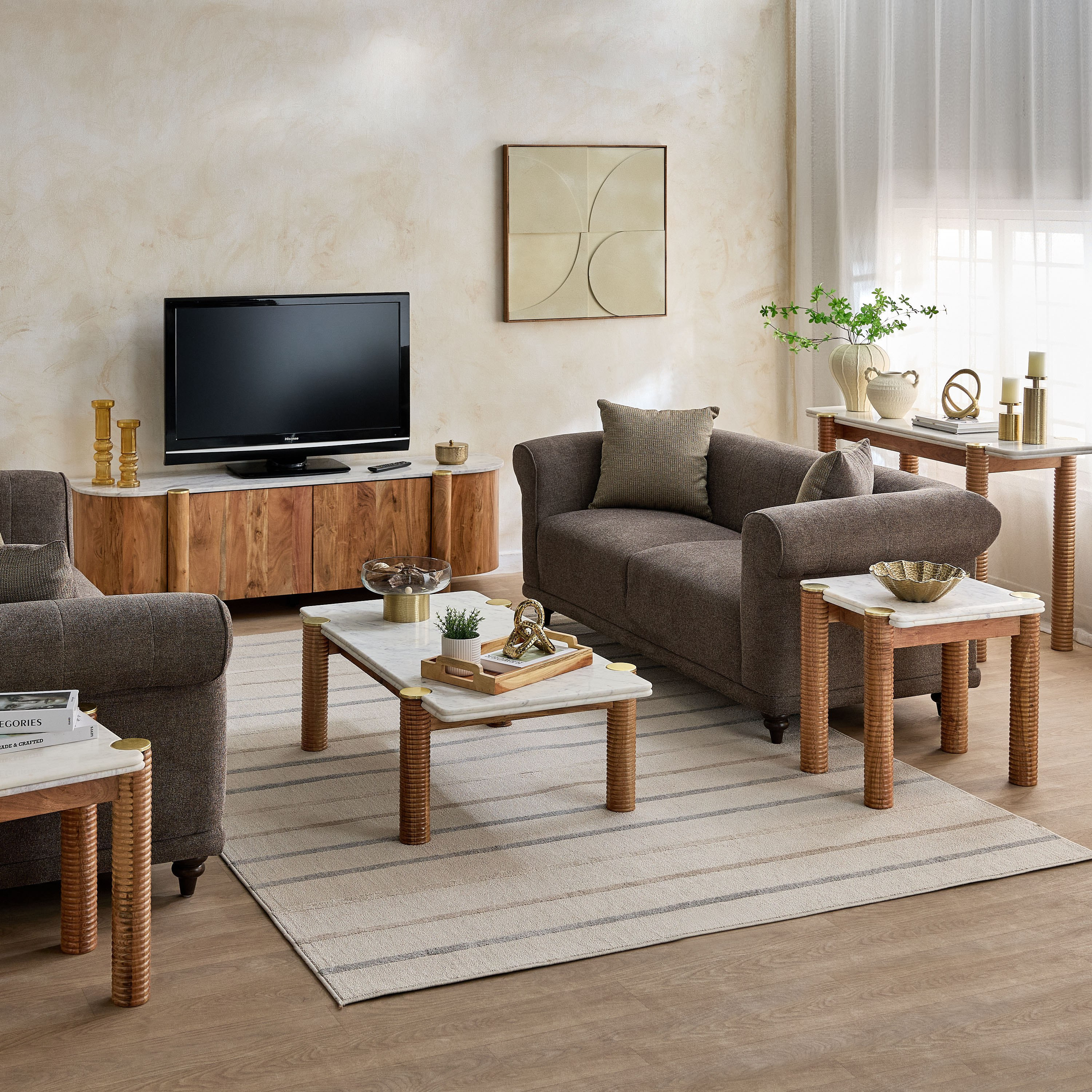 Cavon Caretto 1.8 Meter Solid Wood TV Unit with Genuine Marble Top for TVs upto 80 inch-hbxlivingroom-mediaunitsandstorage-tvunits-image-9