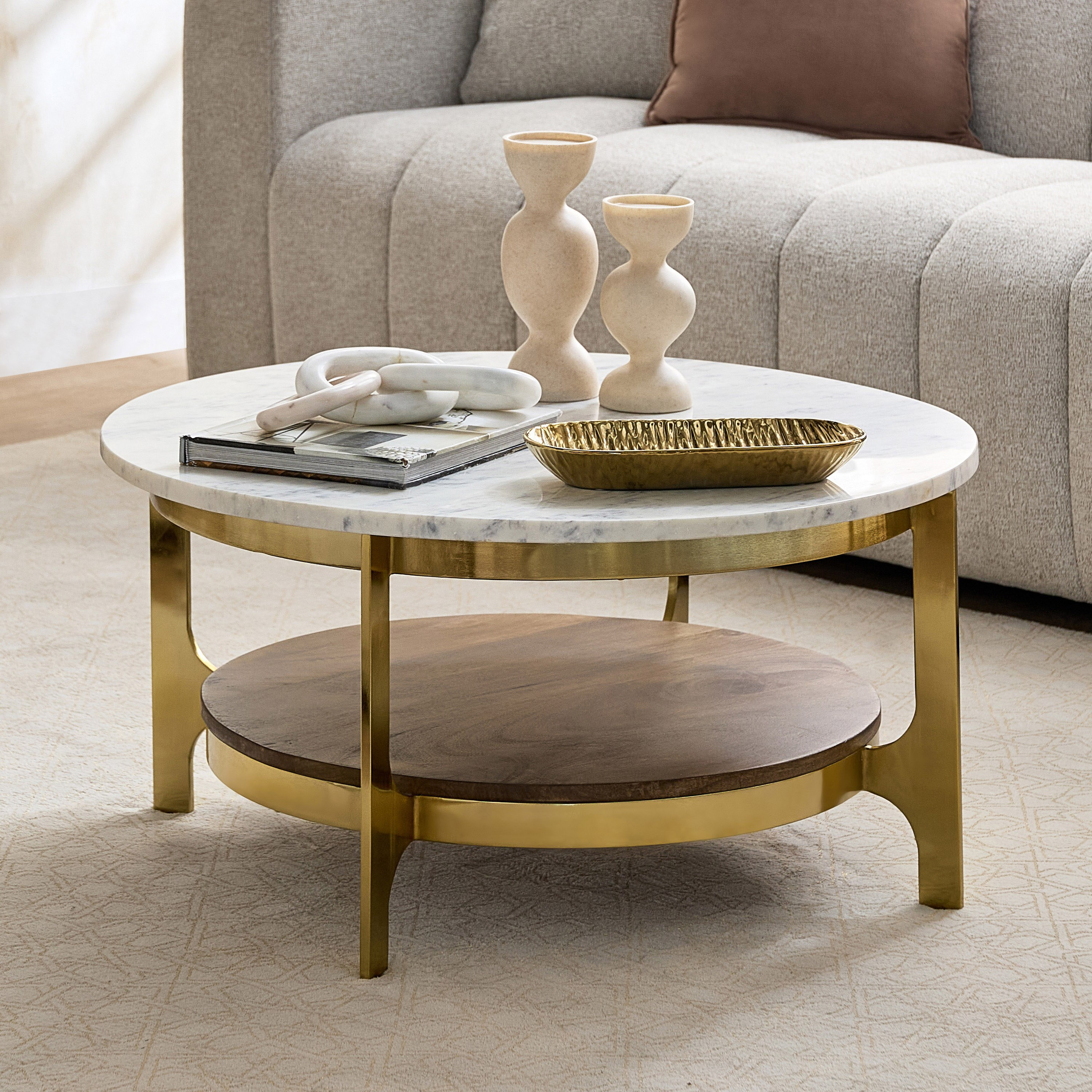طاولة قهوة بسطح رخام أصلي ورف خشب صلب أورلا من فيندرا-hbxlivingroom-tablesandstands-coffeetables-image-1