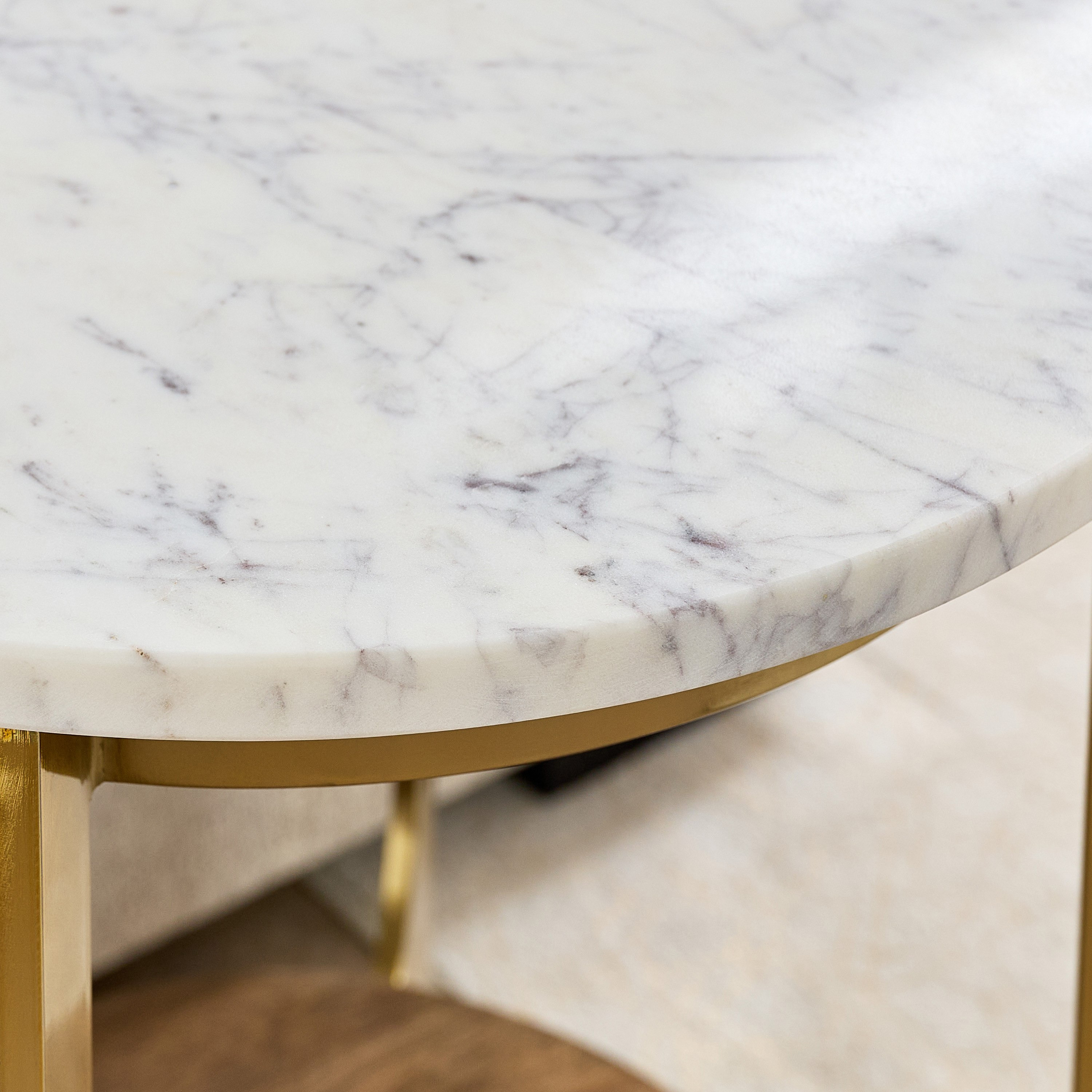 Vendra Orla Genuine Marble Top End Table with Solid Wood Shelf-hbxfurniture-livingroom-endtables-image-4