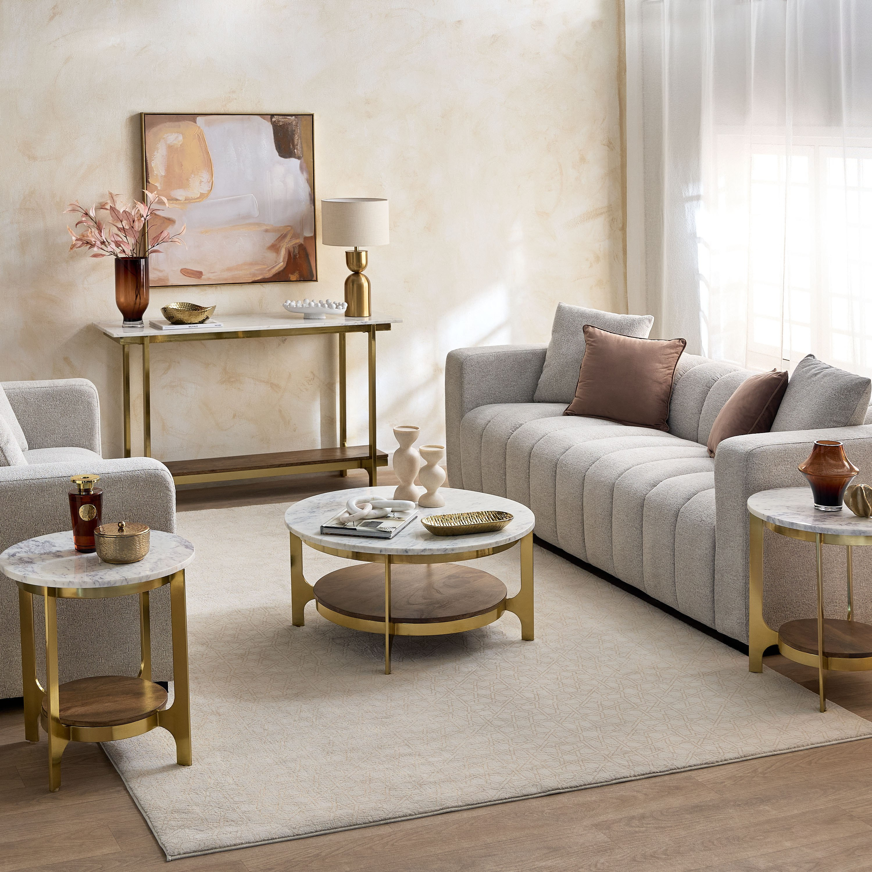 Vendra Orla Genuine Marble Top End Table with Solid Wood Shelf-hbxfurniture-livingroom-endtables-image-6