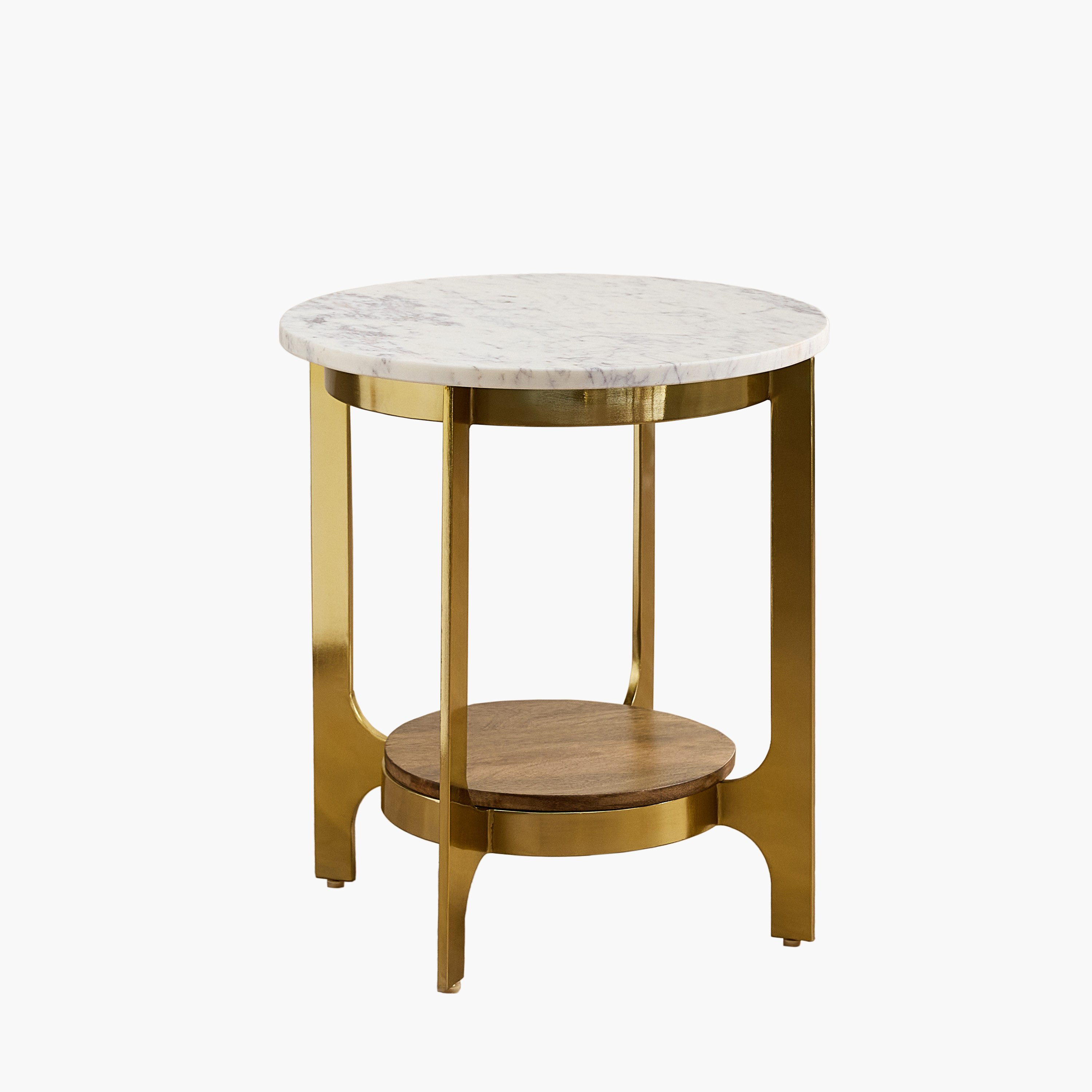Vendra Orla Genuine Marble Top End Table with Solid Wood Shelf-hbxfurniture-livingroom-endtables-image-7