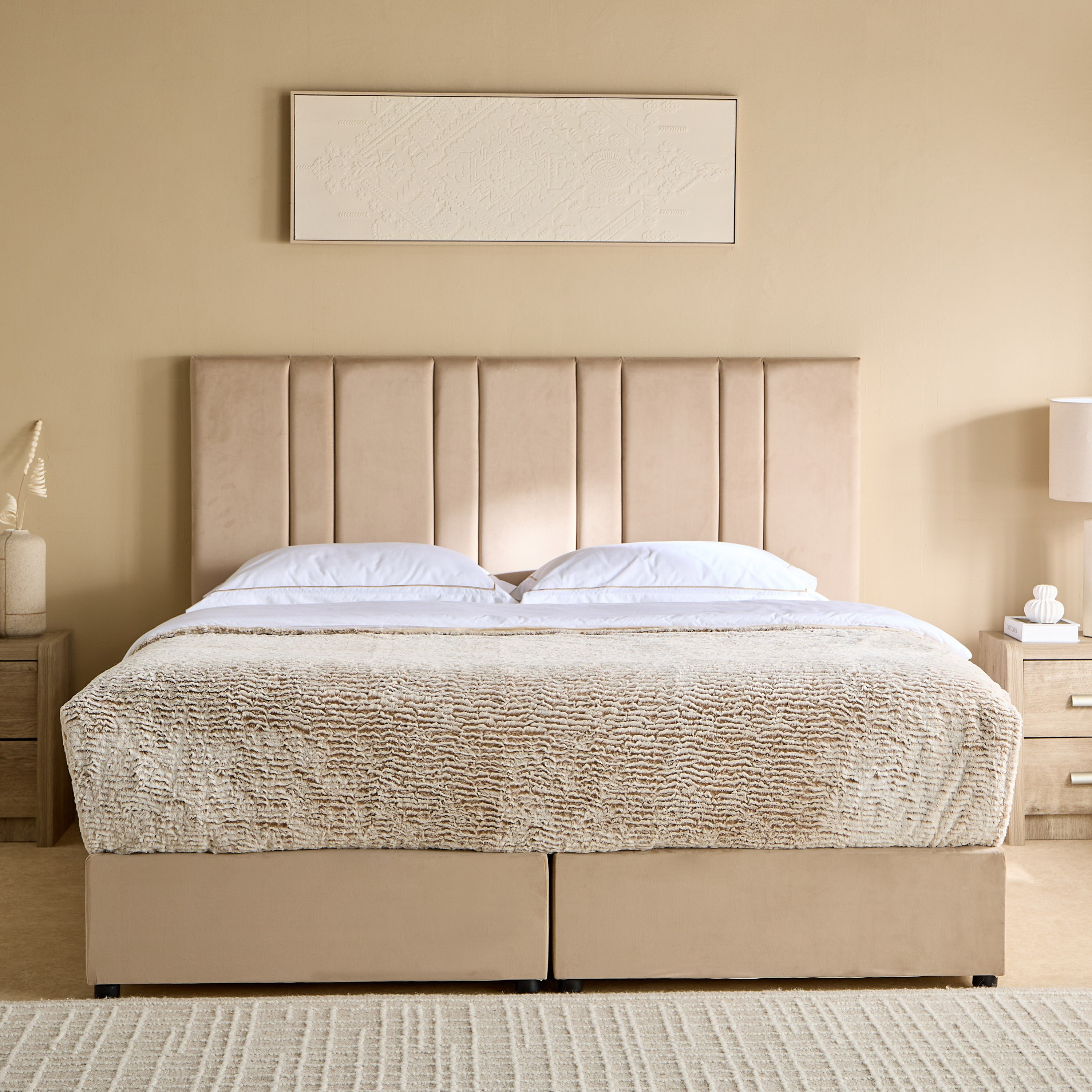 Angelic Linear Upholstered Queen Bed - 160x200 cm-hbxbedroom-bedsandbedsets-beds-queen-image-2