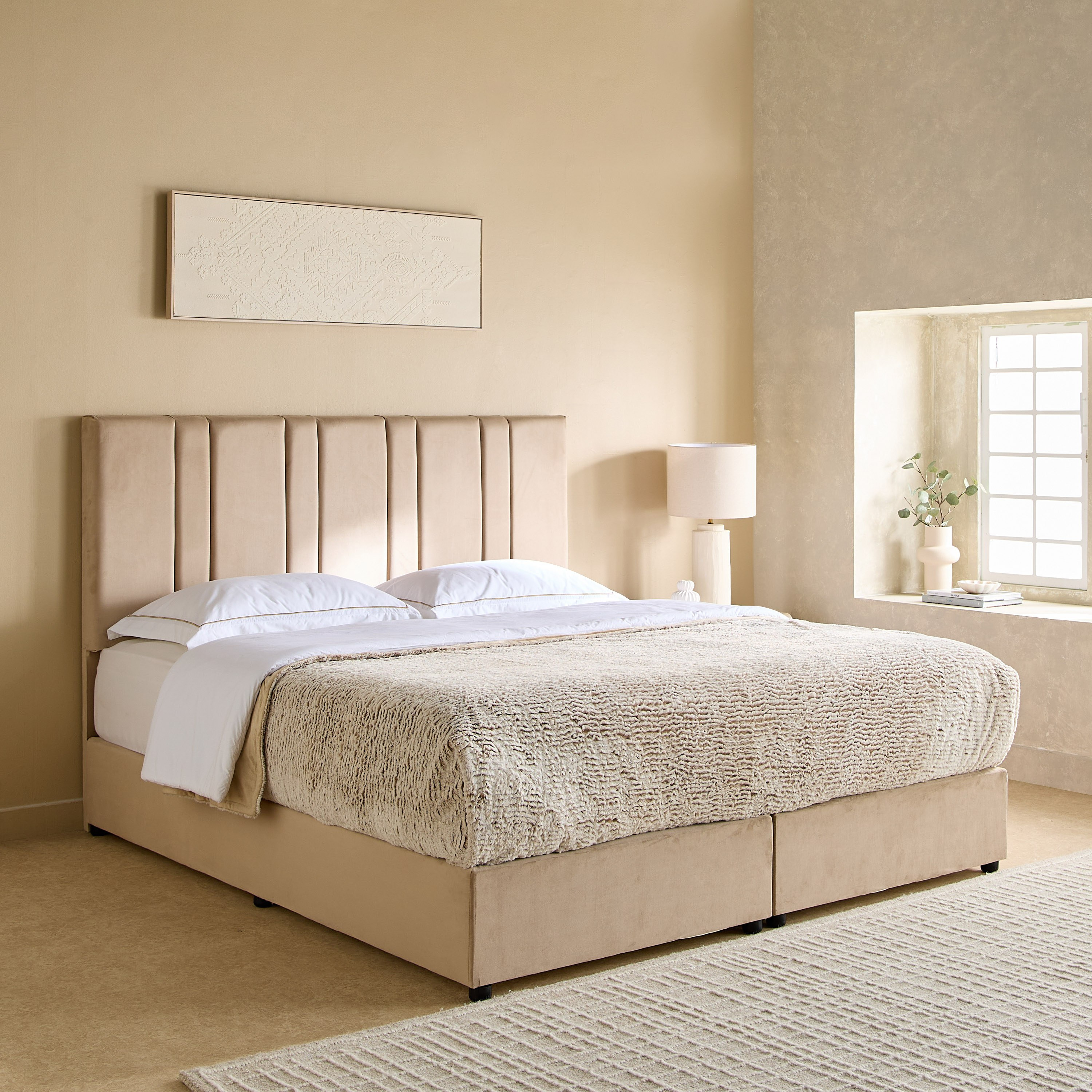 Angelic Linear Upholstered King Bed - 180x200 cm-hbxfurniture-bedsandbedsets-beds-king-image-1