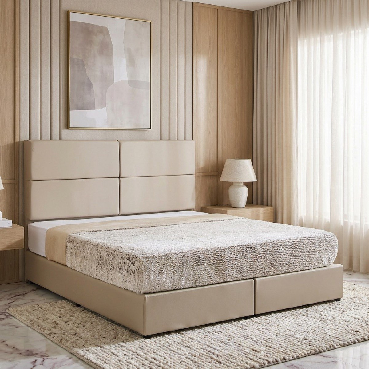 Nordica Mavis Upholstered King Bed - 180x200 cm-hbxfurniture-bedsandbedsets-beds-king-image-1