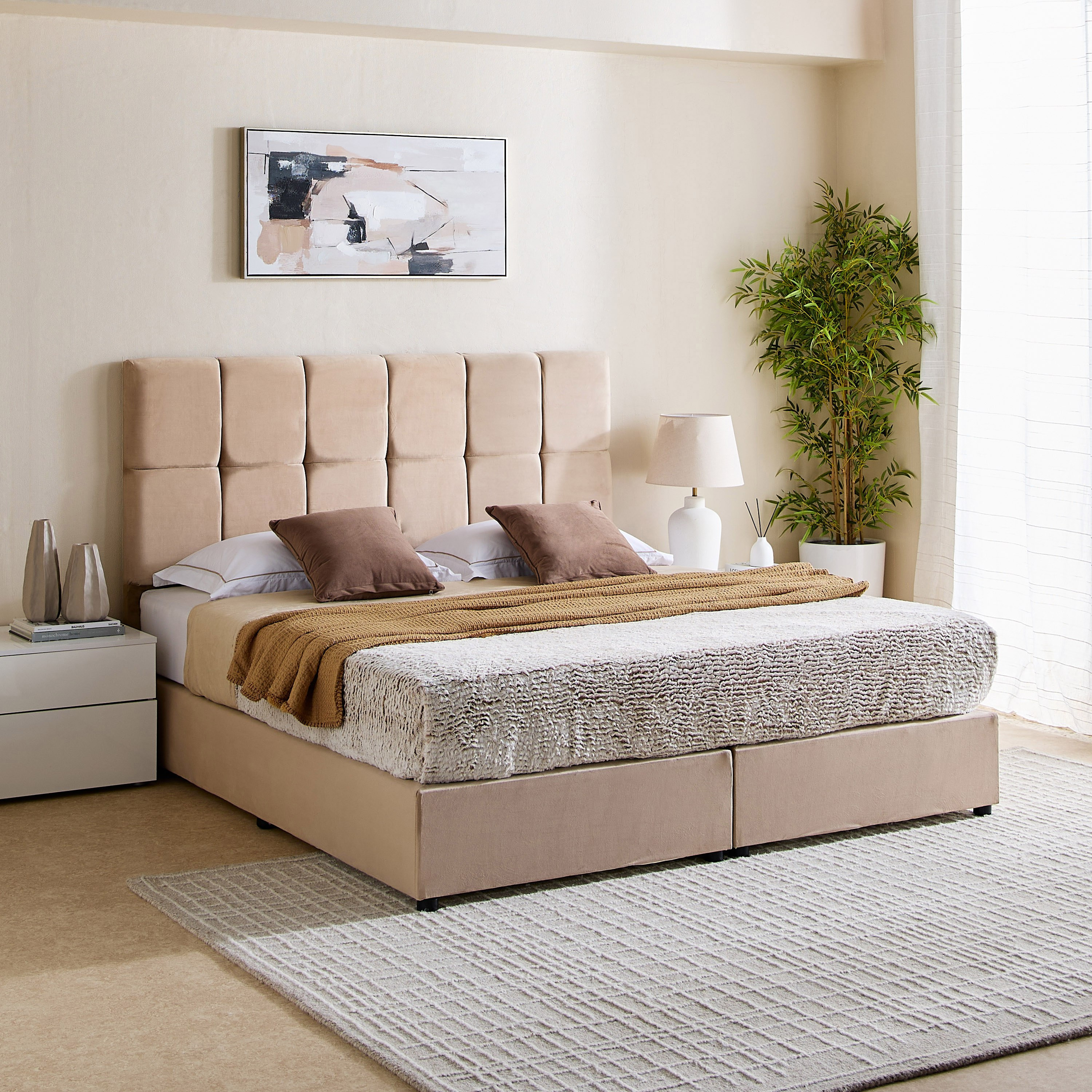 Nordica Pebble Upholstered Queen Bed - 160x200 cm-hbxbedroom-bedsandbedsets-beds-queen-image-8