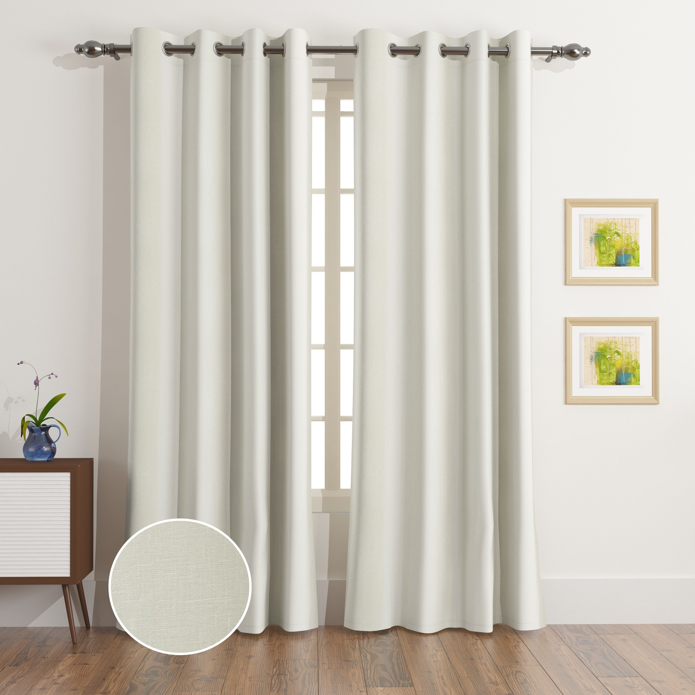 Matrix Slub 2-Piece Jacquard Blackout Curtain Set - 135x300 cm-hbxhomeware-hbxbedroom-image-1