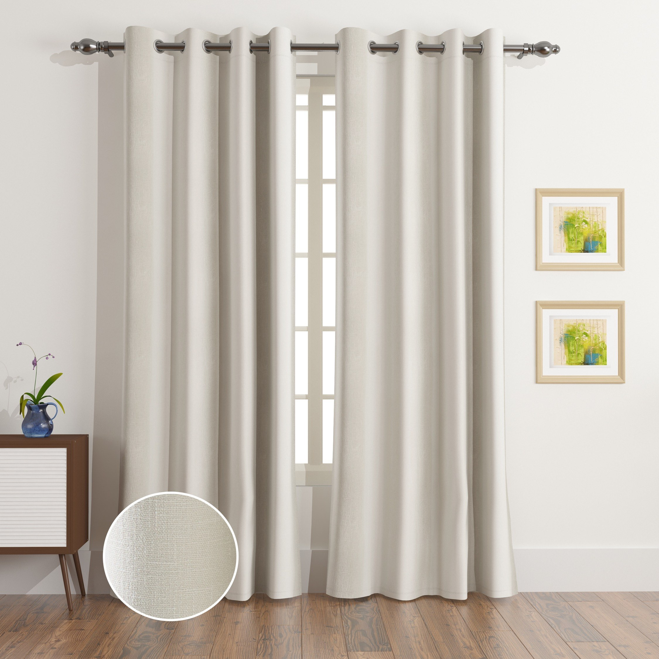 Matrix 2-Piece Slub Jacquard Blackout Curtain Set - 135x300 cm-hbxhomeware-hbxbedroom-image-1