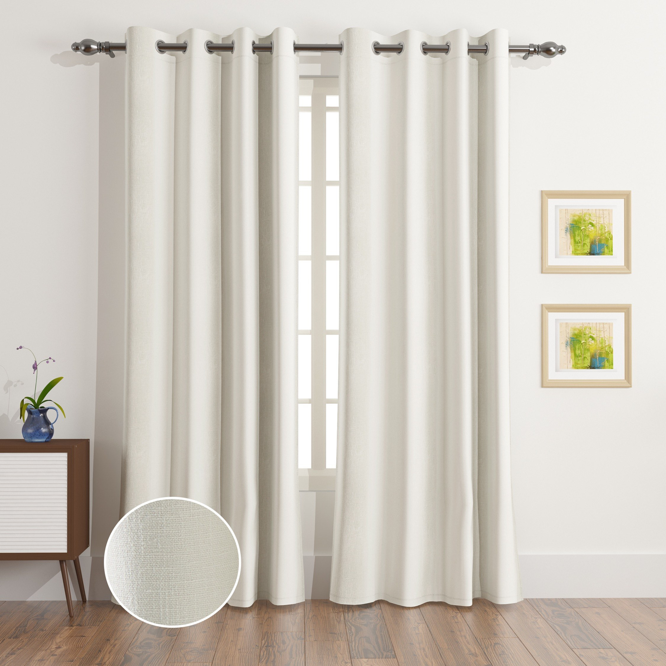 Matrix 2-Piece Slub Jacquard Blackout Curtain Set - 135x300 cm-hbxhomeware-hbxbedroom-image-1