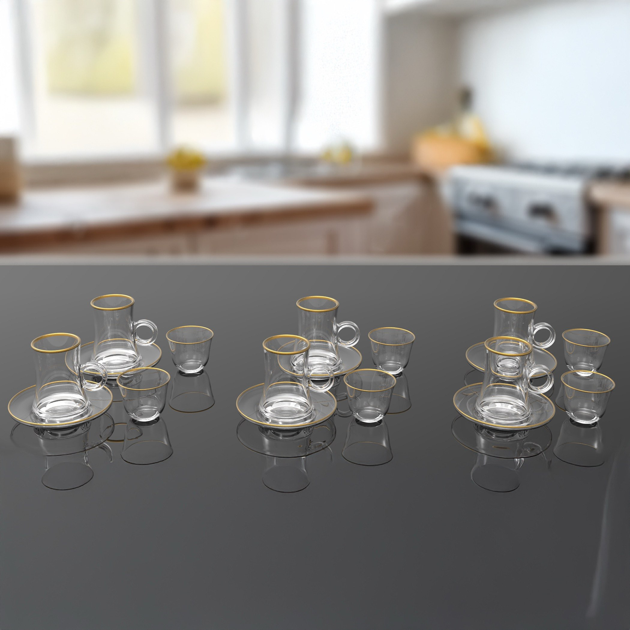 طقم شاي زجاجي 18 قطعة من نيو-hbxhomeware-diningandtabletop-coffeeandteasets-image-1