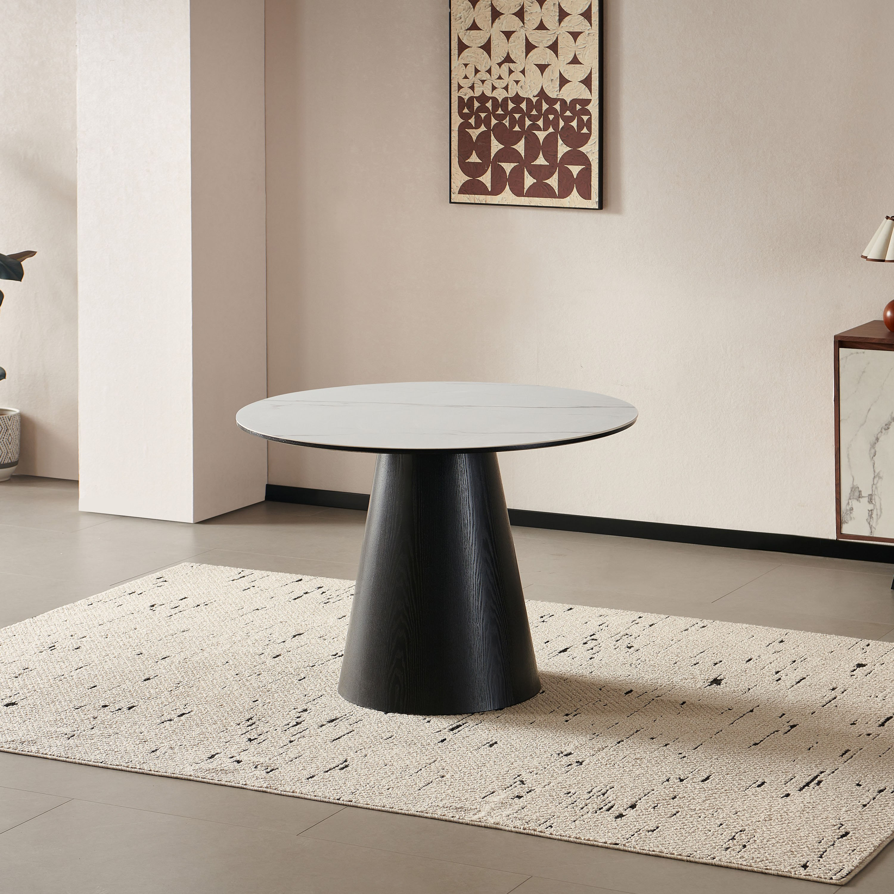 Movo Gerald Round 4-Seater Sintered Stone Top Dining Table-hbxfurniture-diningtablesandsets-diningtables-fourseater-image-1