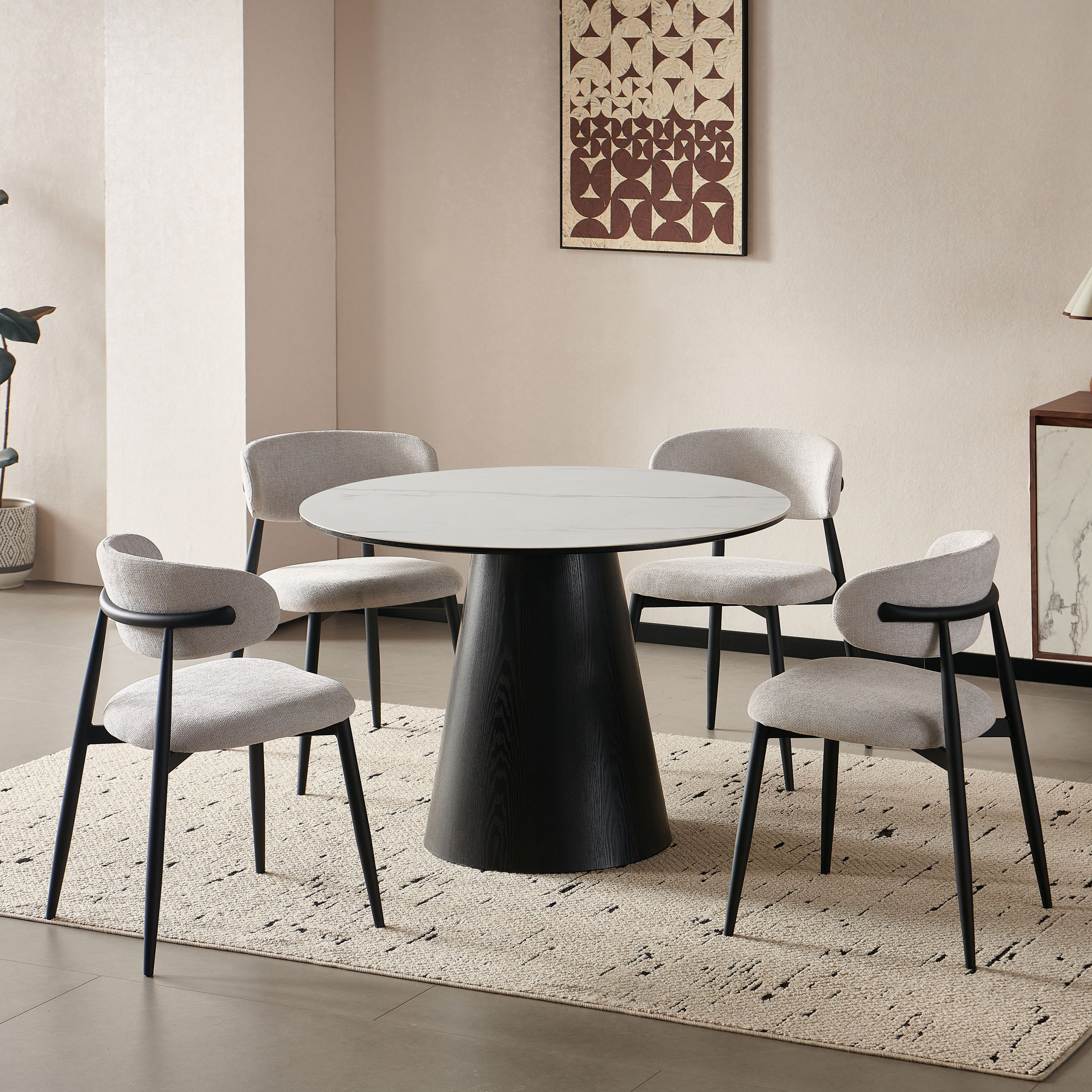 Movo Gerald Round 4-Seater Sintered Stone Top Dining Table-hbxfurniture-diningtablesandsets-diningtables-fourseater-image-6