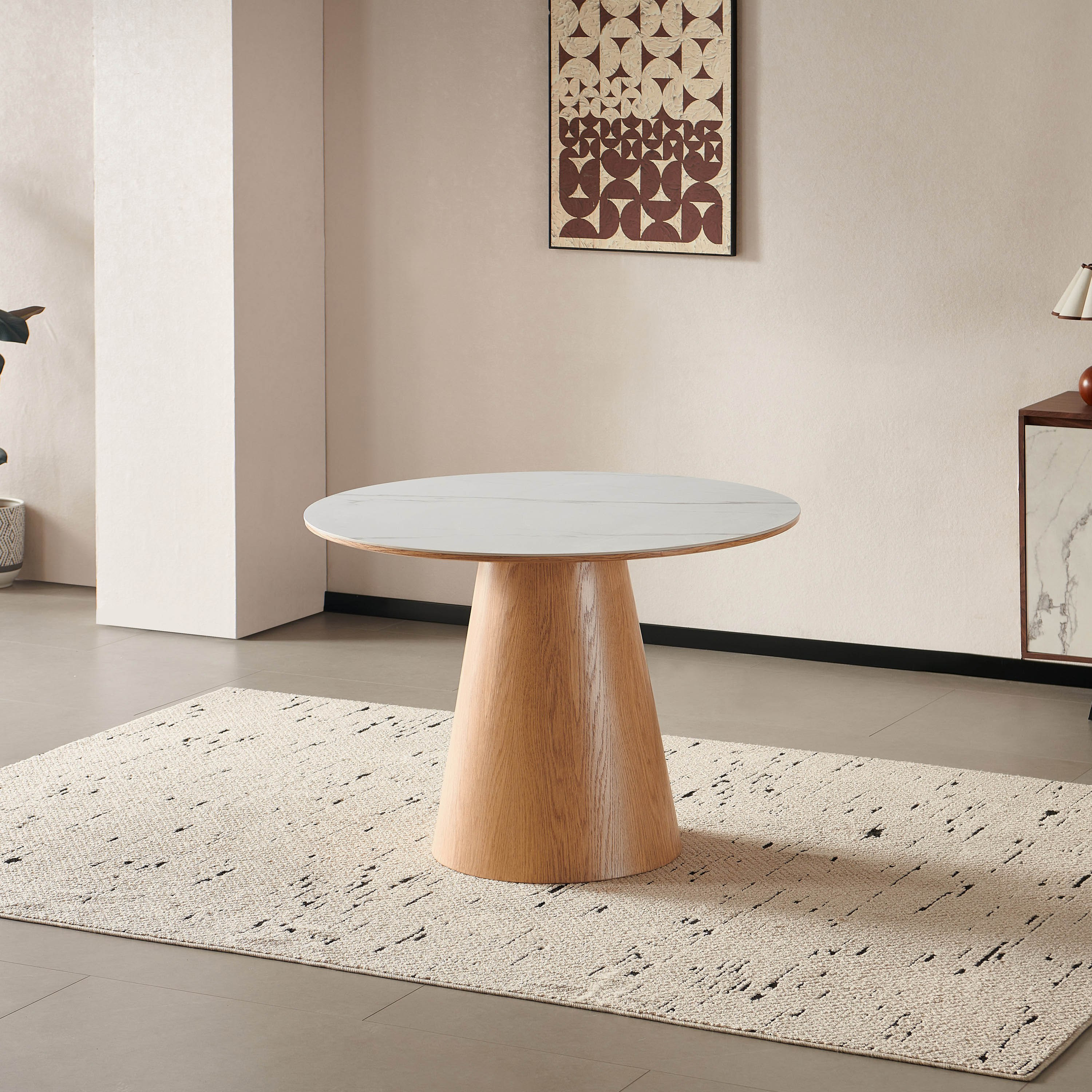 Movo Gerald Round 4-Seater Sintered Stone Top Dining Table-hbxfurniture-diningtablesandsets-diningtables-fourseater-image-1