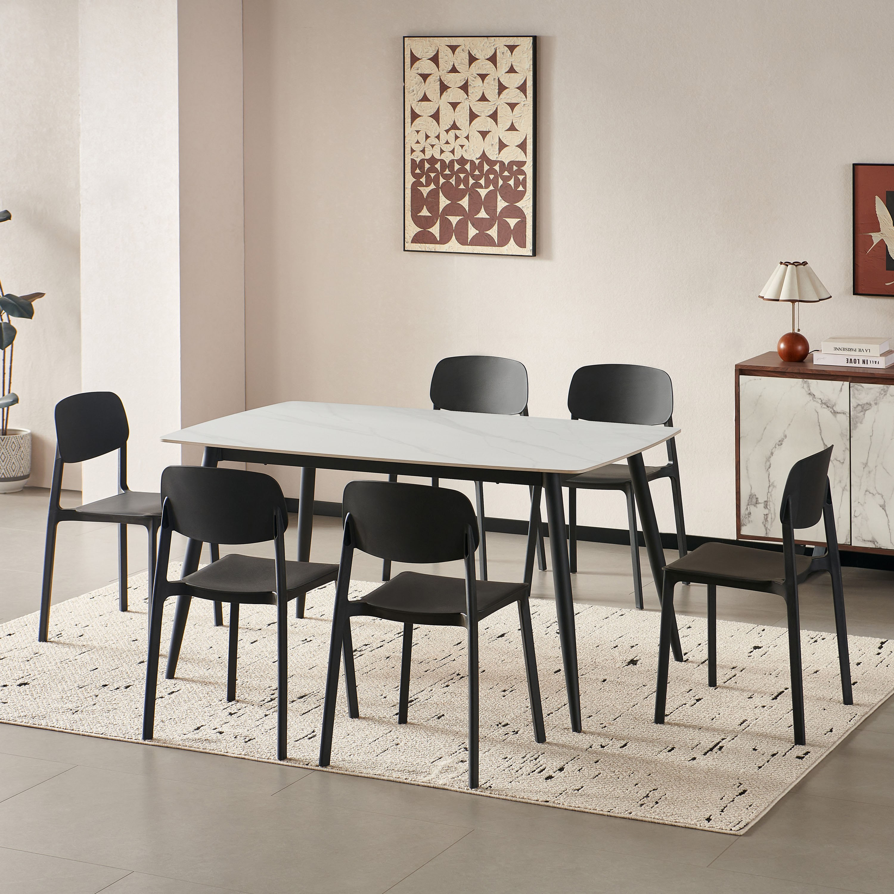 طقم طاولة سفرة 6 مقاعد بسطح ملبد من موفو توري-hbxdiningroom-diningtablesandsets-diningtables-sixseater-image-1