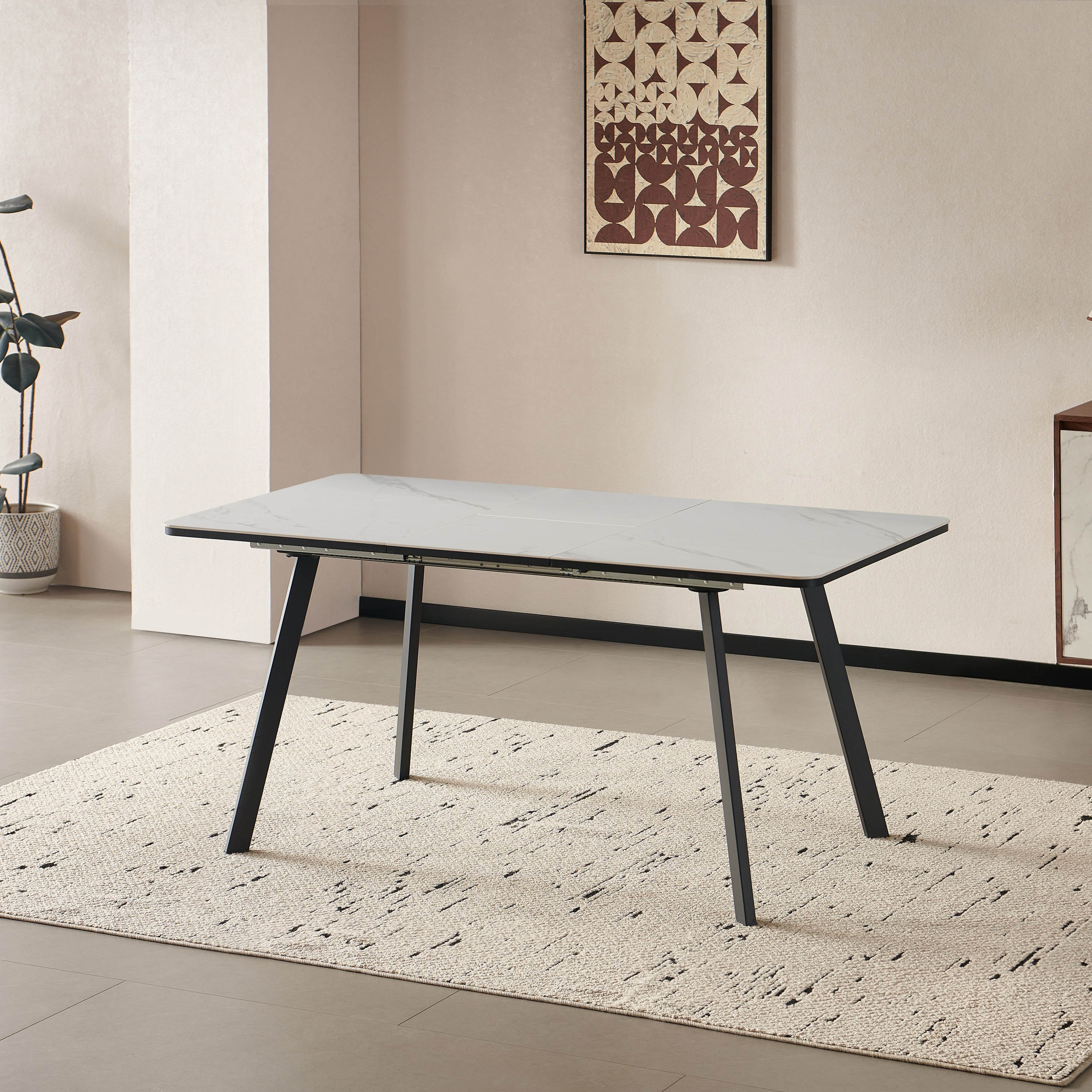 Roma Marwell 4-6 Seater Sintered Stone Top Extendable Dining Table-hbxdiningroom-diningtablesandsets-diningtables-sixseater-image-1