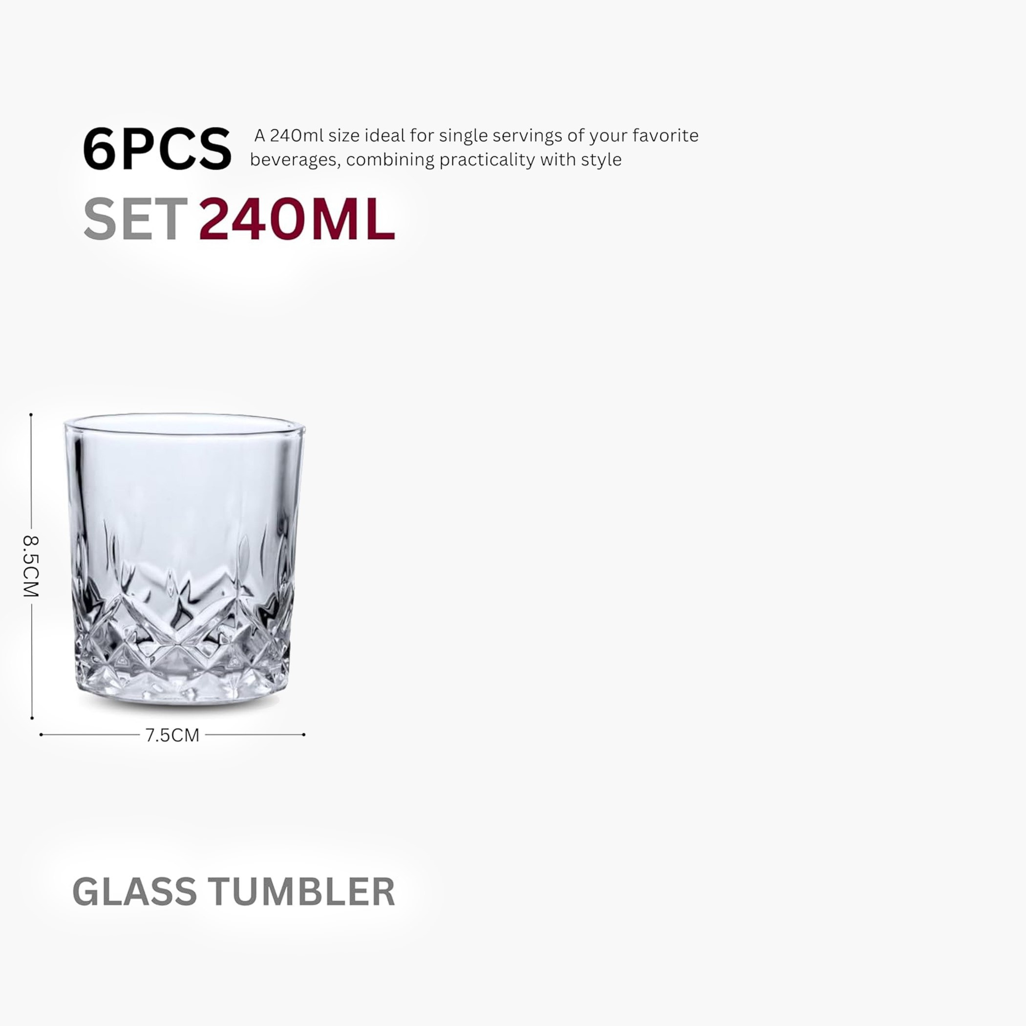 طقم أكواب زجاج 6 قطع كلير بور من أميتي - 240 مل-hbxdecorandfurnishings-tabletop-glassware-image-7