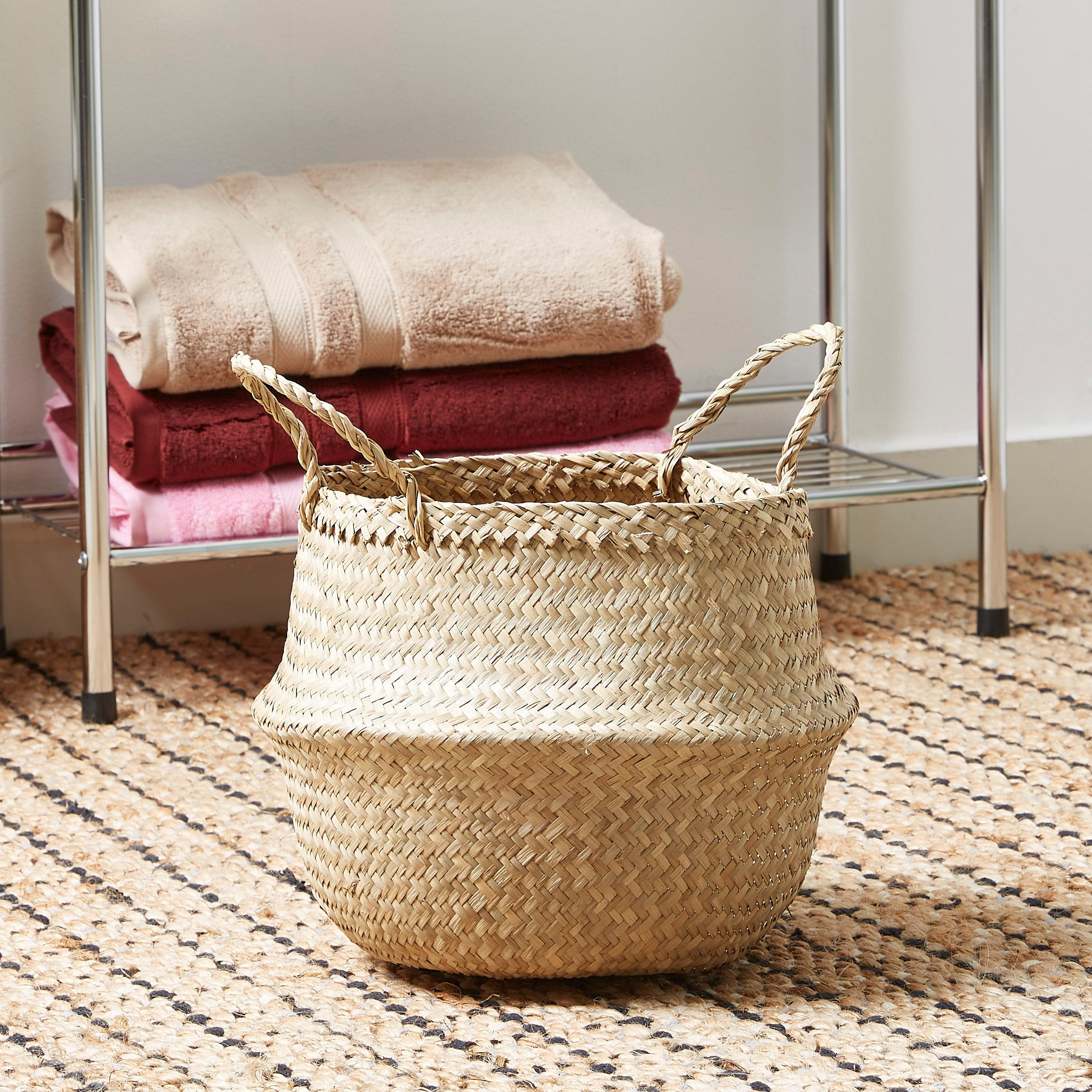 Natura Seagrass Laundry Basket - 25x32 cm-hbxbathroom-bathroomstorage-laundryhampers-image-2