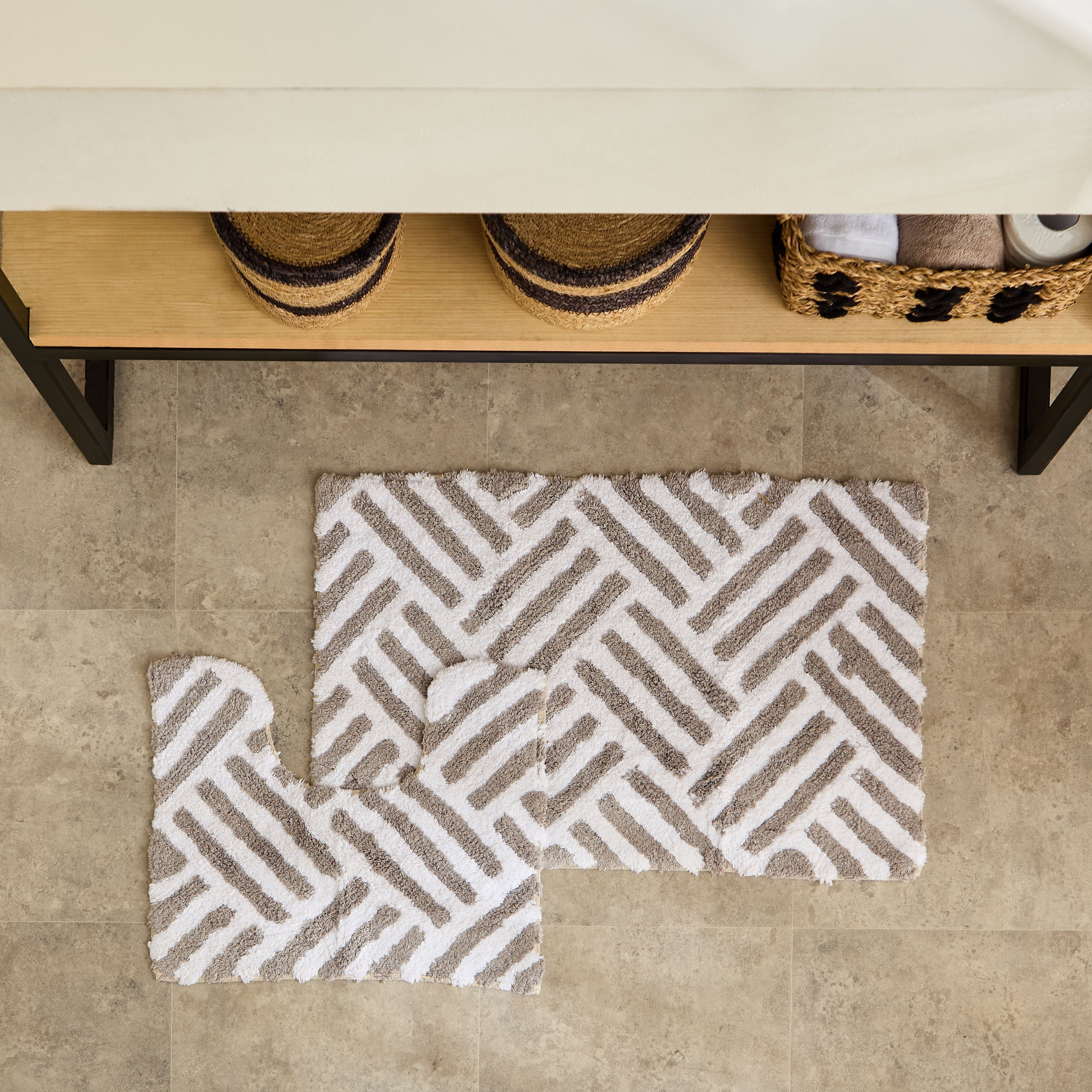 Milton Vive 2-Piece Cotton Bath Mat Set - 50x80+40 cm-hbxbedroom-floorcoverings-bathmats-image-1