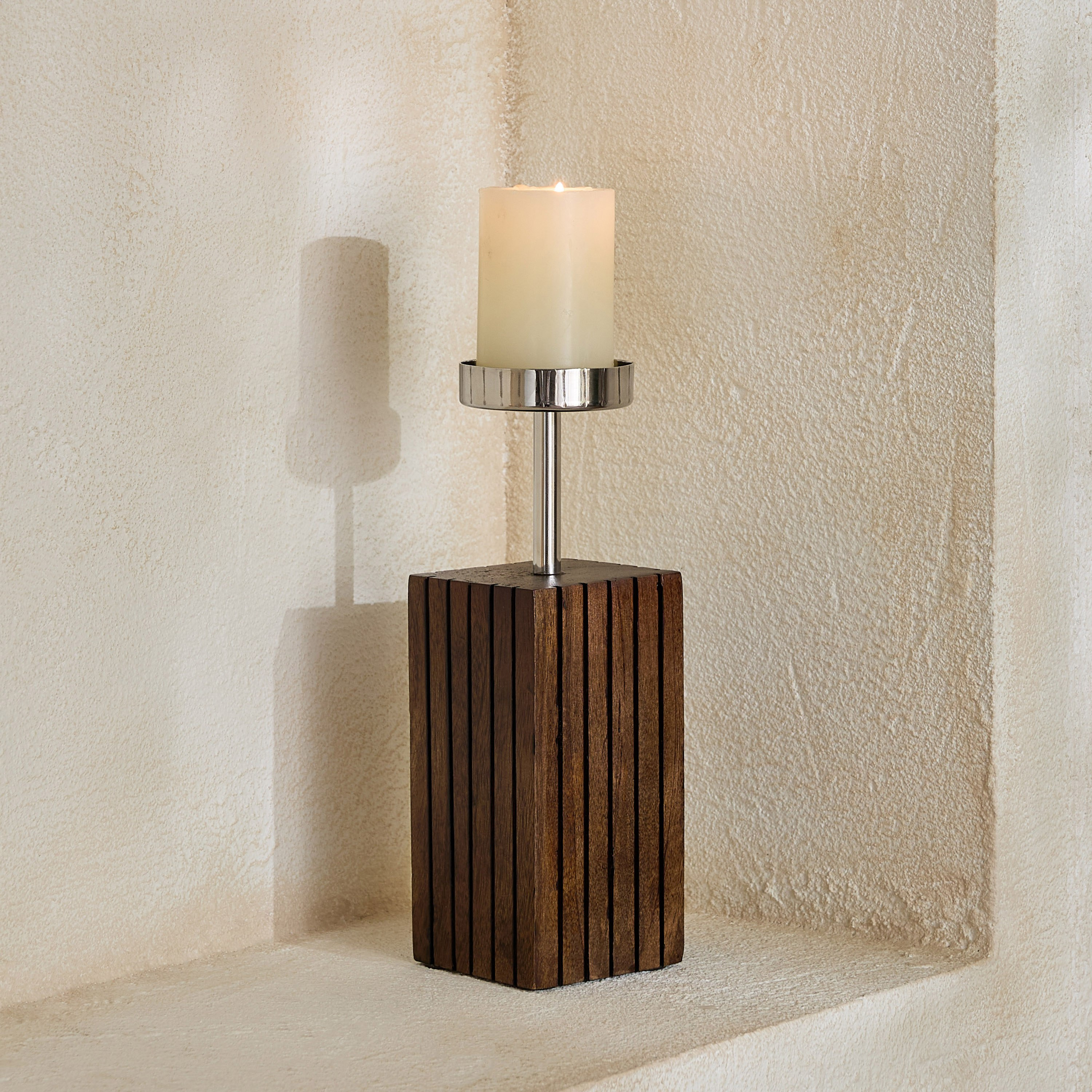 Sifat Terrano Decorative Pillar Candleholder - 10x10x28 cm-hbxlivingroom-decorandaccessories-candleholders-image-1