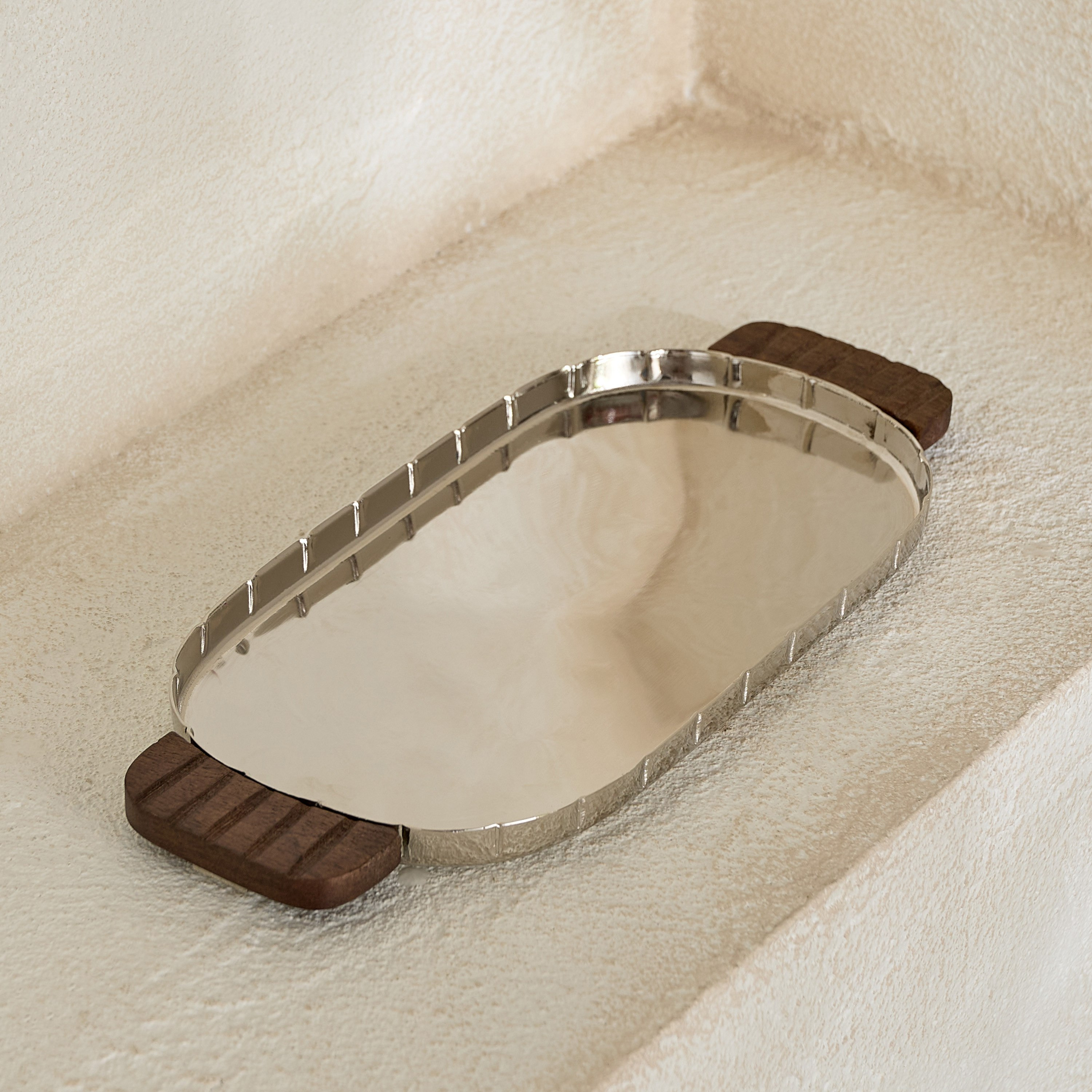 Sifat Terrano Decorative Oval Tray with Handles - 33x14x1 cm-hbxhomeware-hbxdecorandfurnishings-image-2