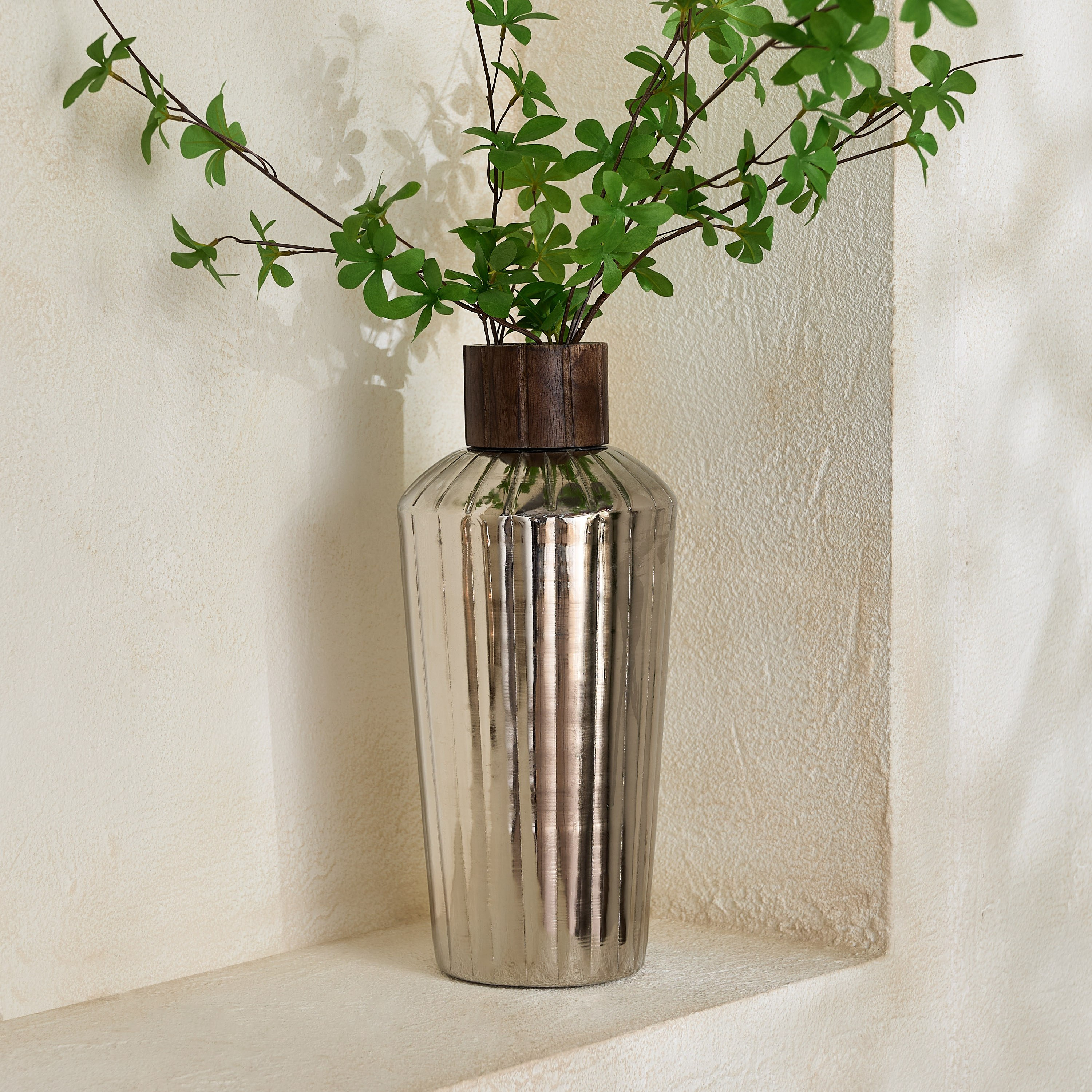 Sifat Terrano Decorative Vase with Wooden Neck - 16x16x36 cm-hbxbedroom-decorandaccessories-vases-image-5