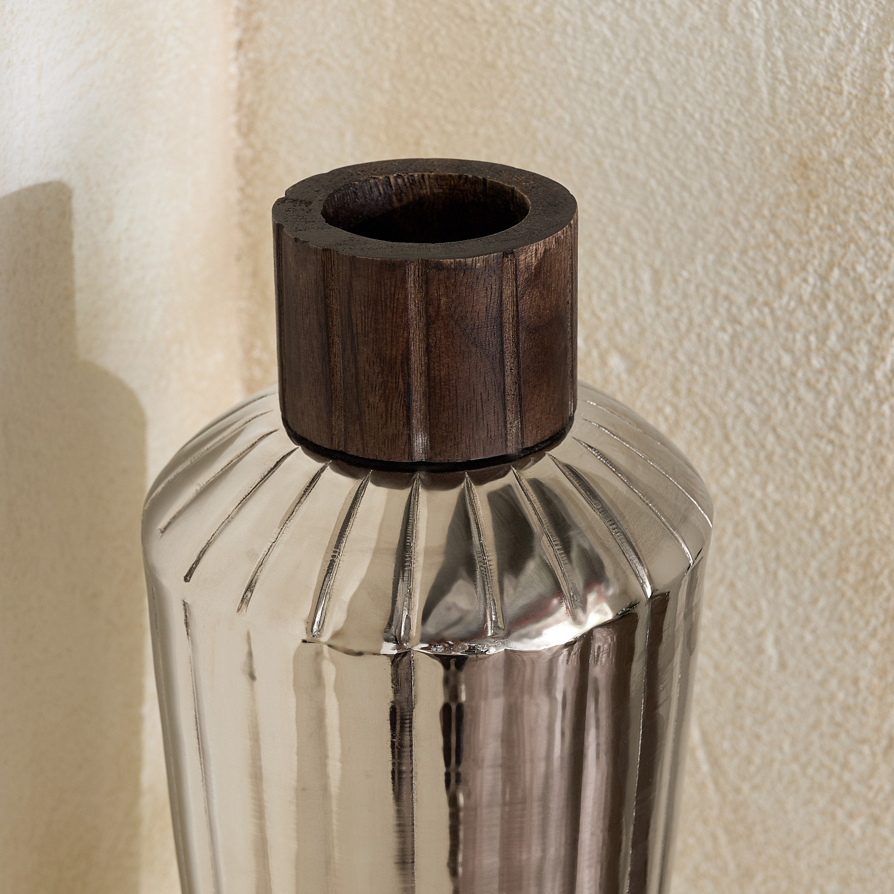 Sifat Terrano Decorative Vase with Wooden Neck - 16x16x36 cm-hbxbedroom-decorandaccessories-vases-image-7