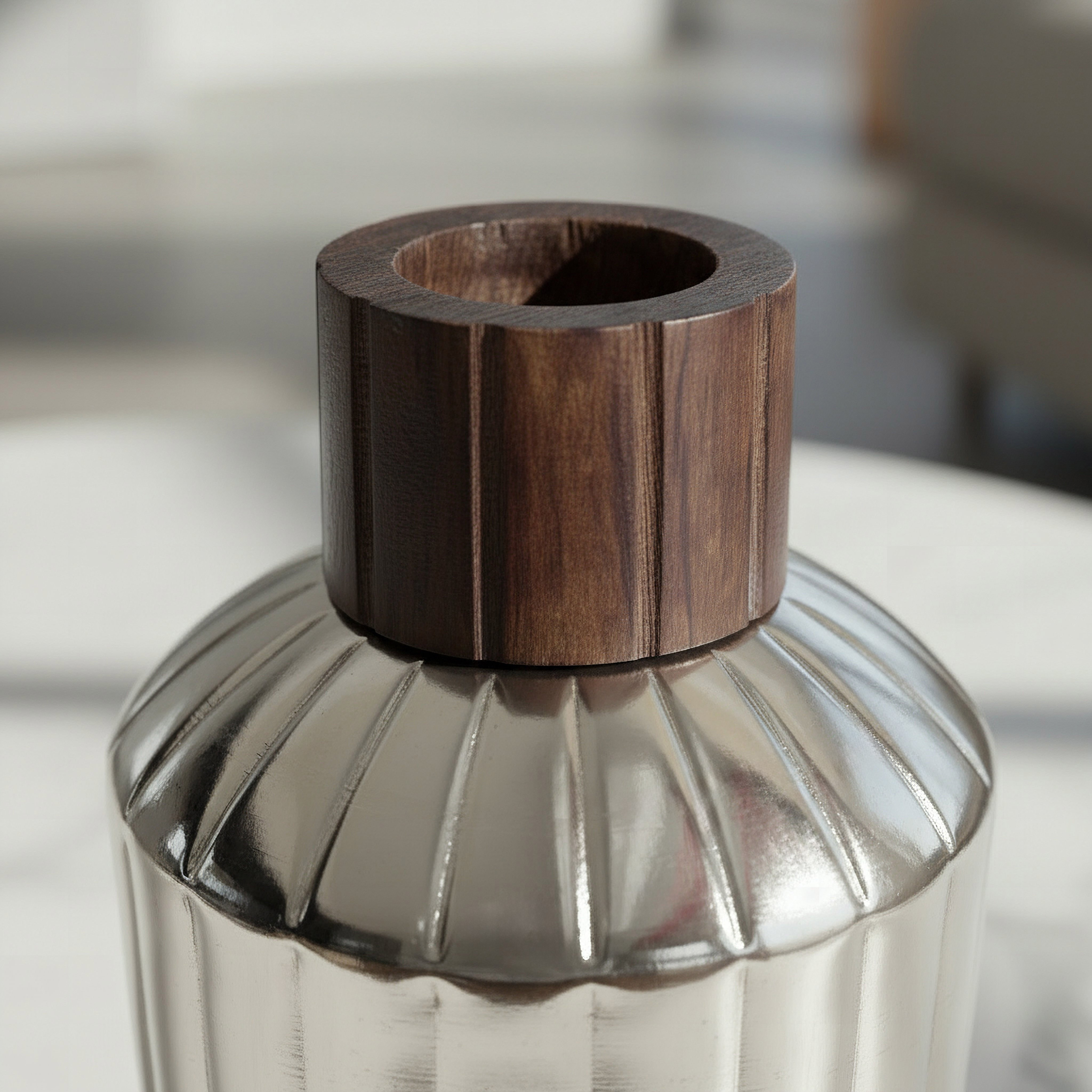 Sifat Terrano Decorative Vase with Wooden Neck - 16x16x36 cm-hbxbedroom-decorandaccessories-vases-image-2