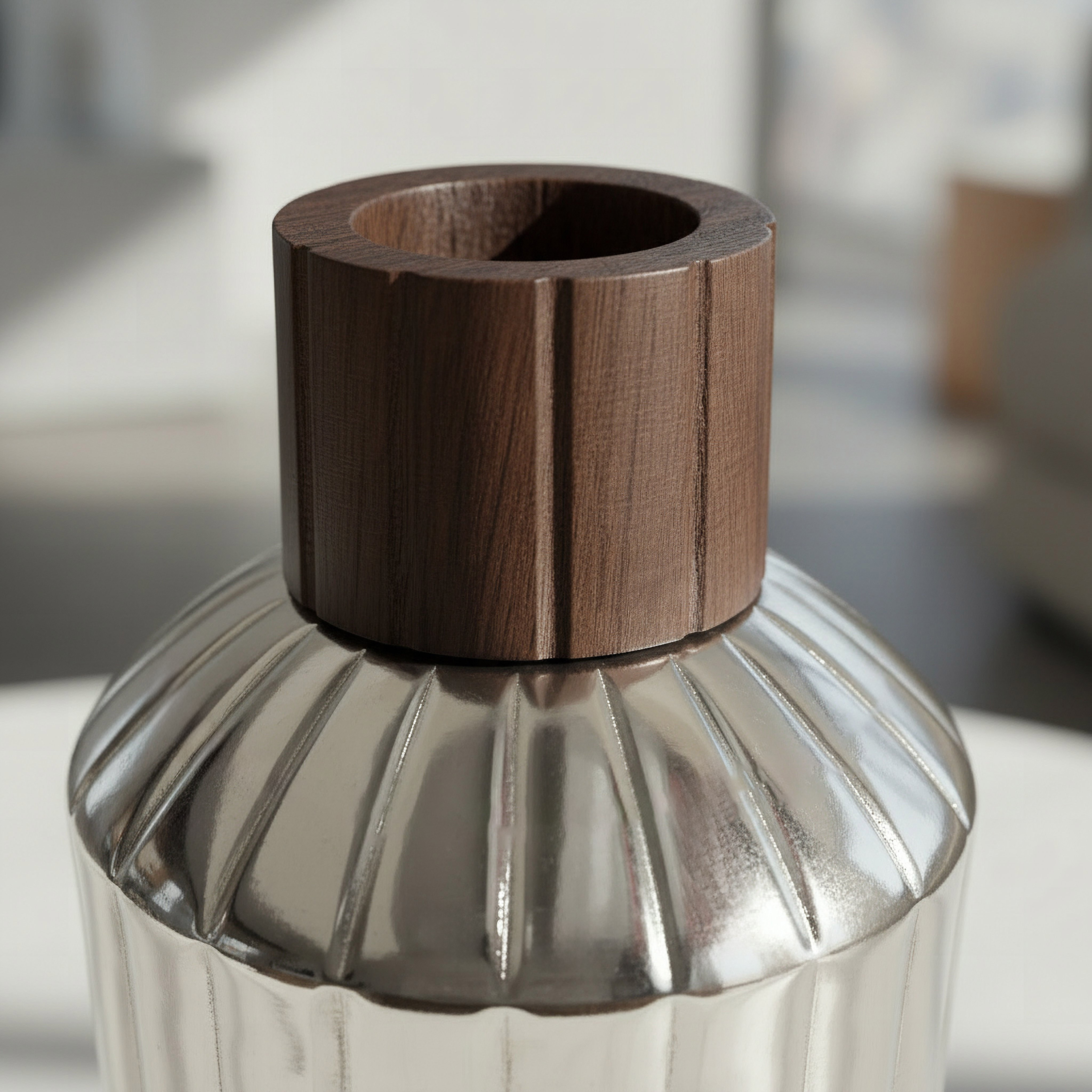 Sifat Terrano Decorative Vase with Wooden Neck - 16x16x36 cm-hbxbedroom-decorandaccessories-vases-image-3