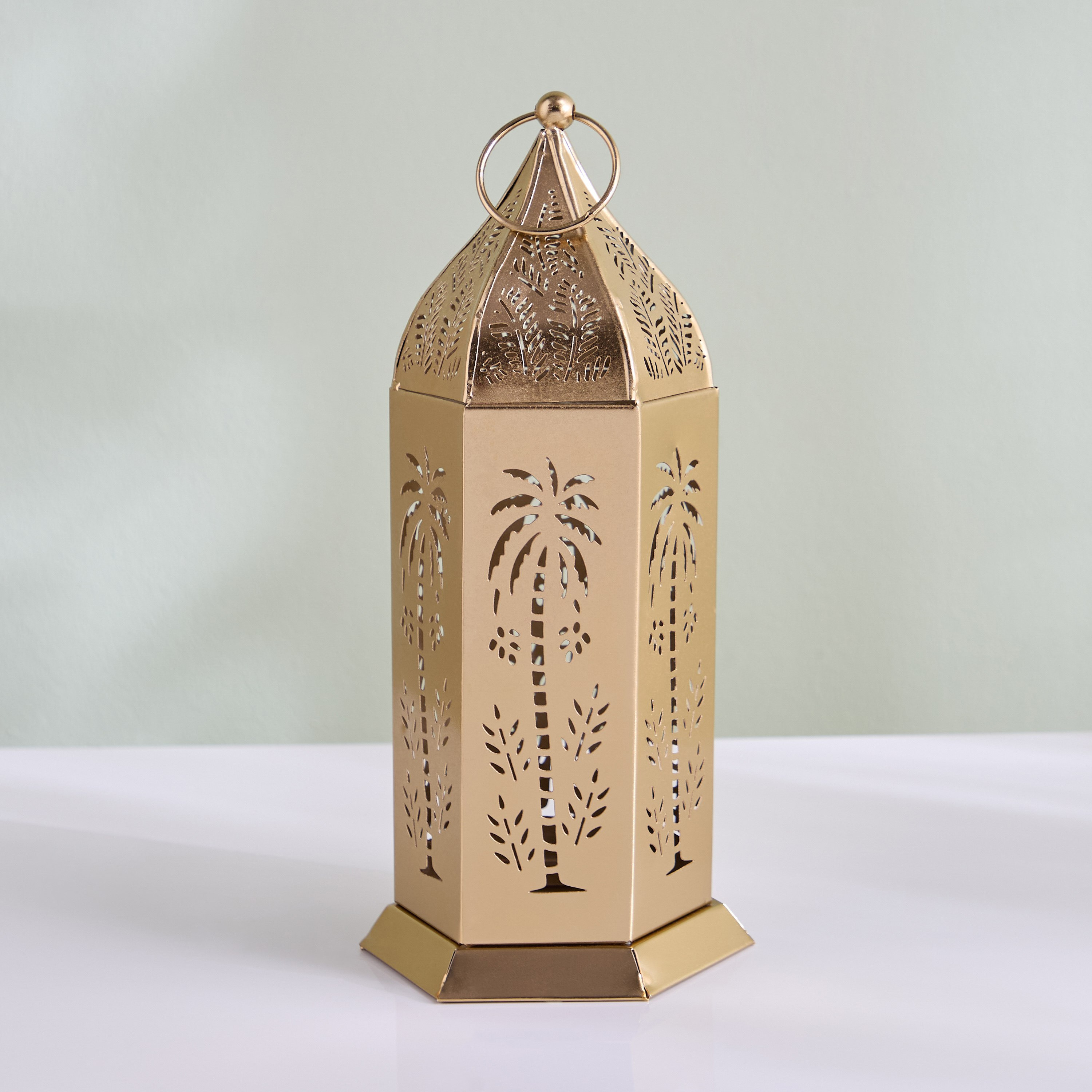 Sands & Palms Sahra Metal Cutwork Decorative Lantern - 12x10.5x27 cm-hbxdecorandfurnishings-homeaccessories-lanterns-image-2