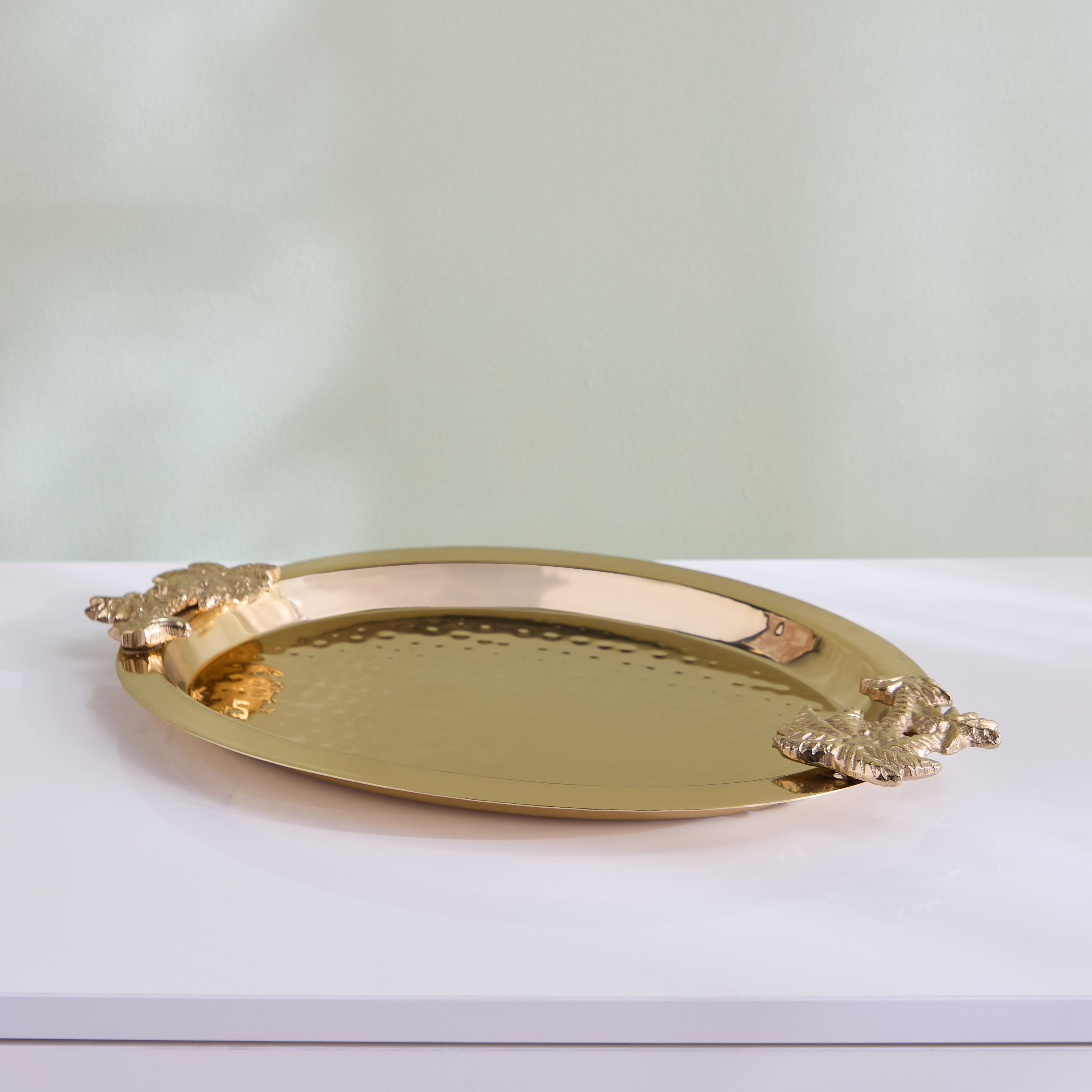 Sands & Palms Sahra Metal Oval Decorative Tray - 40x28.5x3 cm-hbxhomeware-hbxdecorandfurnishings-image-1