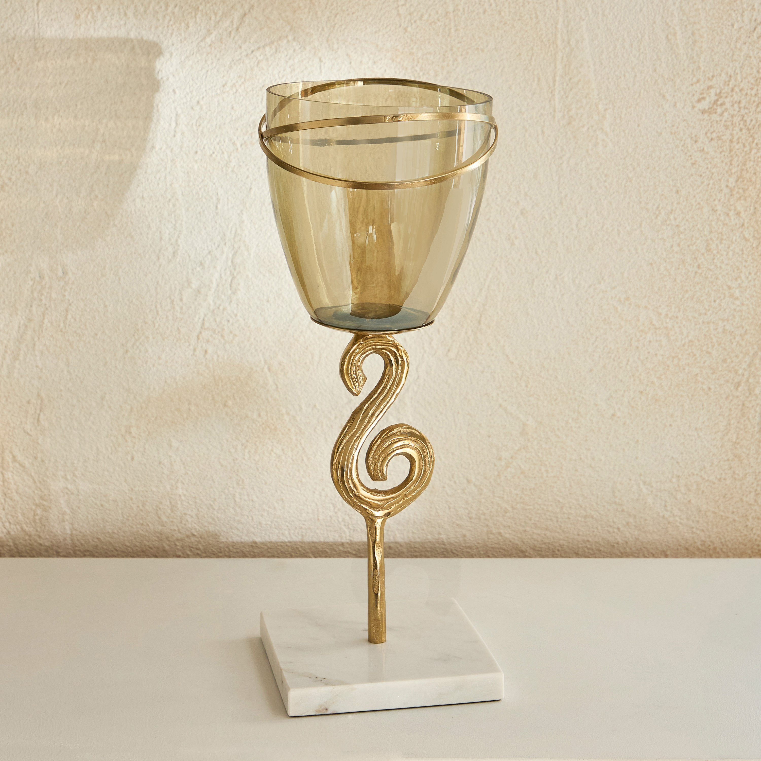 Sands & Palms Sahra Metal and Marble Decorative Votive Holder - 11x11x36 cm-hbxlivingroom-decorandaccessories-candleholders-image-2