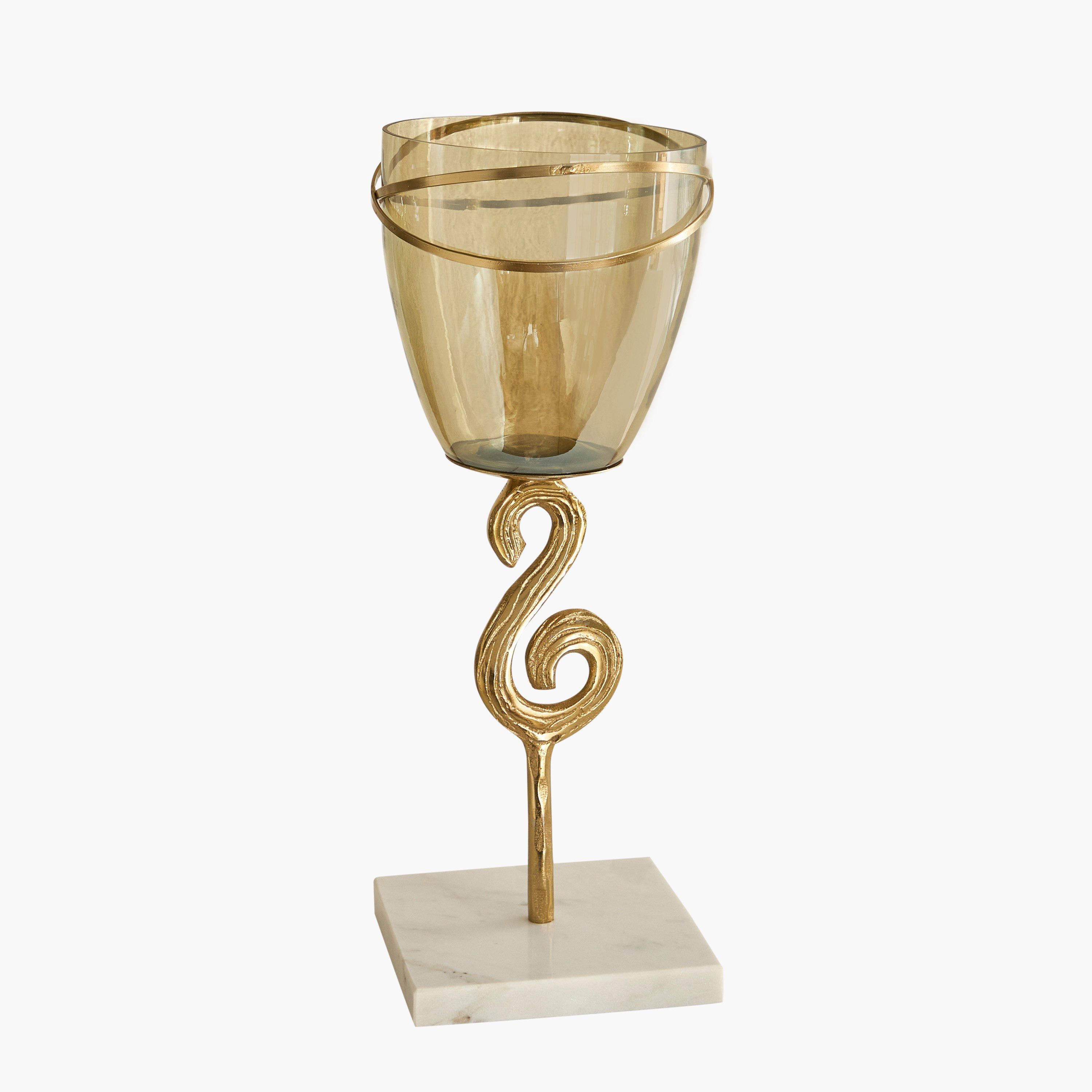 Sands & Palms Sahra Metal and Marble Decorative Votive Holder - 11x11x36 cm-hbxlivingroom-decorandaccessories-candleholders-image-5