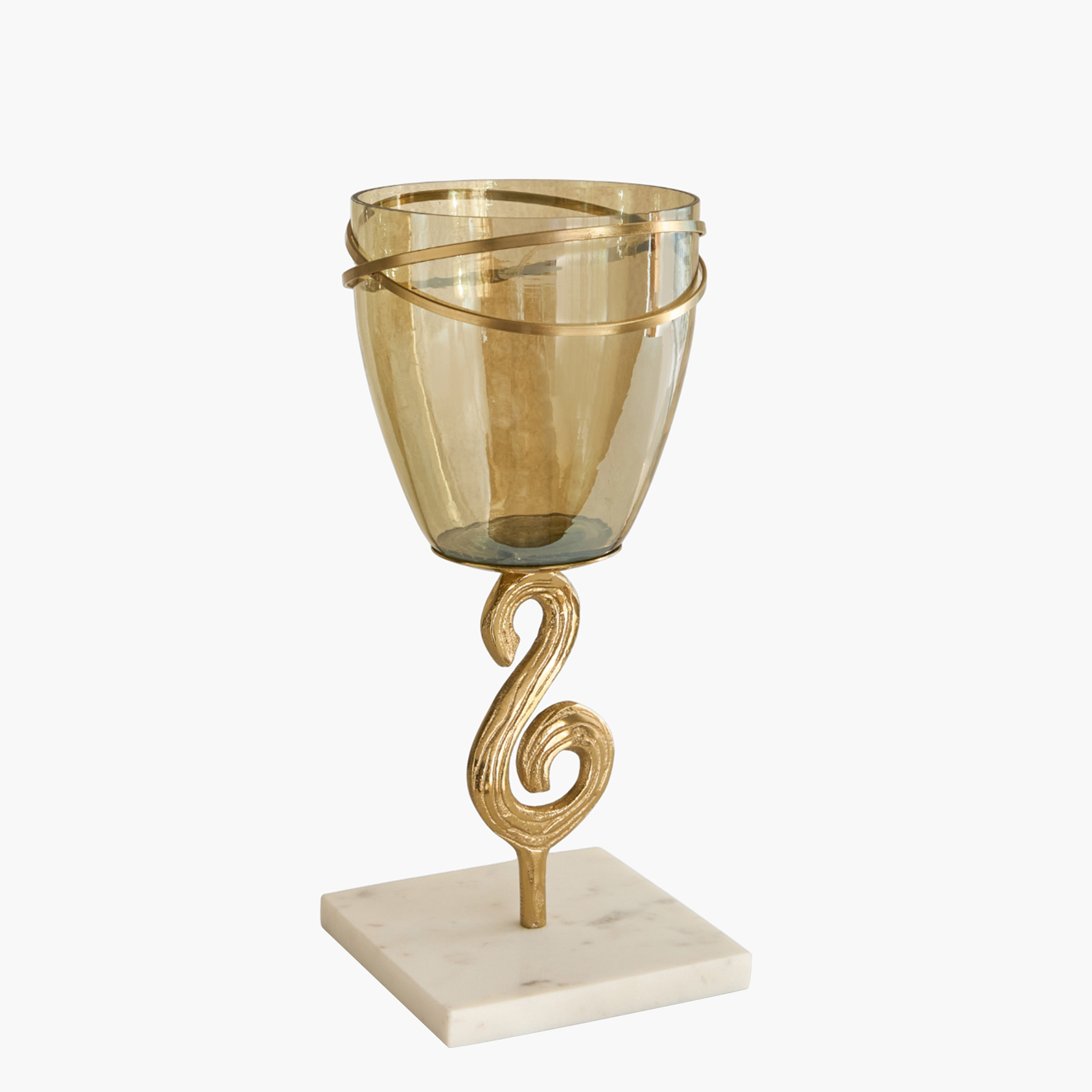 Sands & Palms Sahra Marble and Metal Decorative Votive Holder - 11x11x30 cm-hbxlivingroom-decorandaccessories-candleholders-image-5