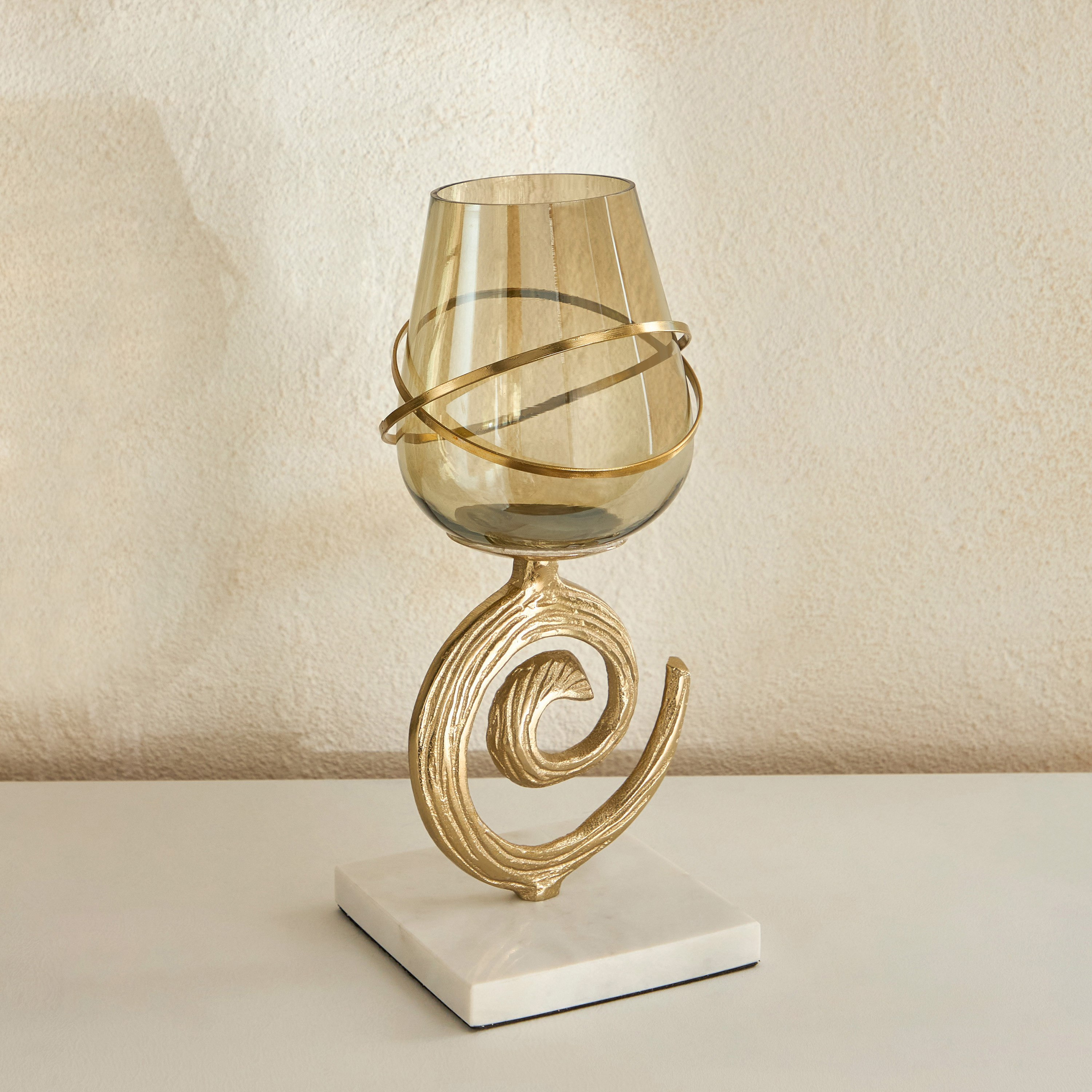 Sands and Palms Sahra Marble Metal Decorative Vase - 14x14x30 cm-hbxbedroom-decorandaccessories-vases-image-2