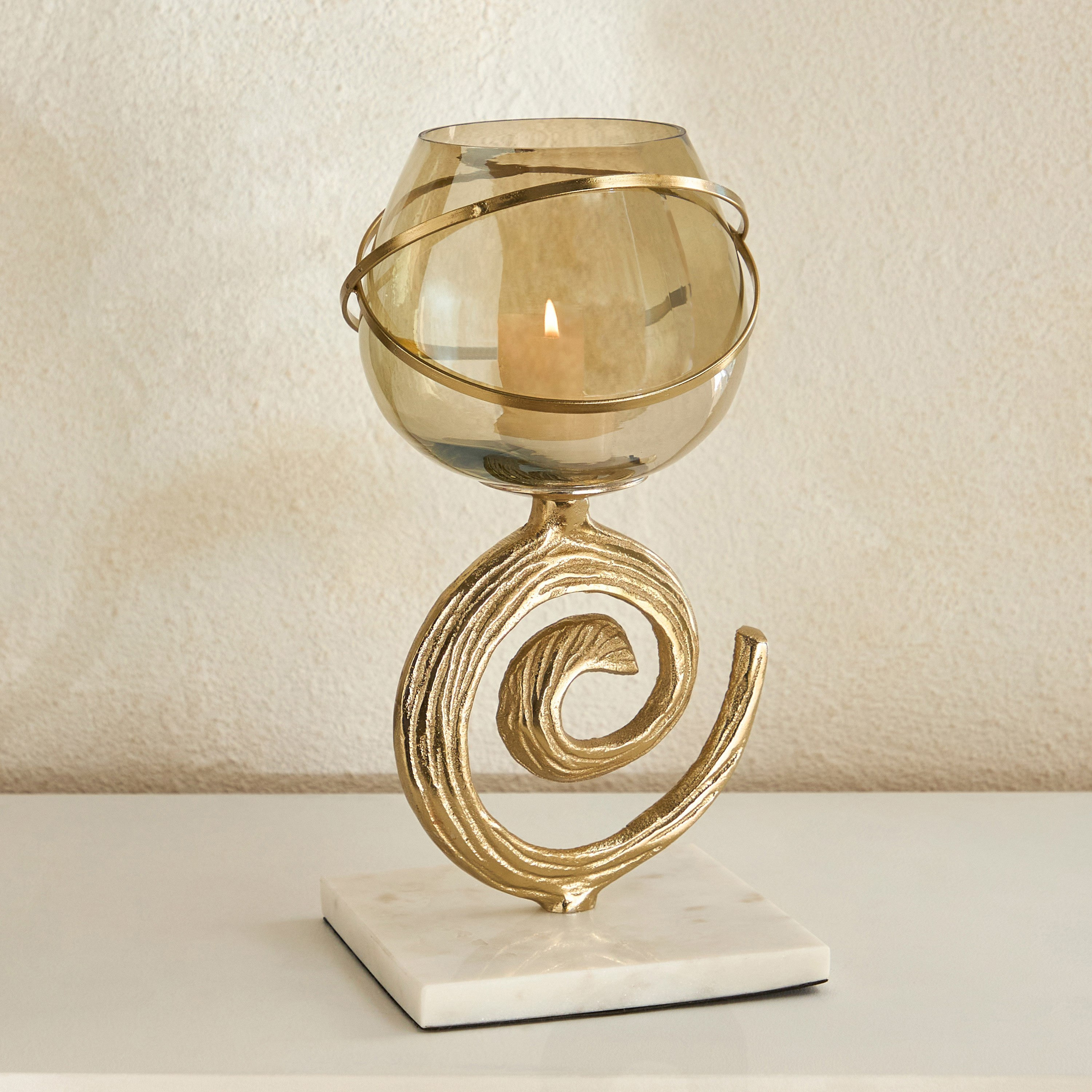 Sands & Palms Sahra Marble and Metal Decorative Vase  - 12x12x28 cm-hbxbedroom-decorandaccessories-vases-image-1
