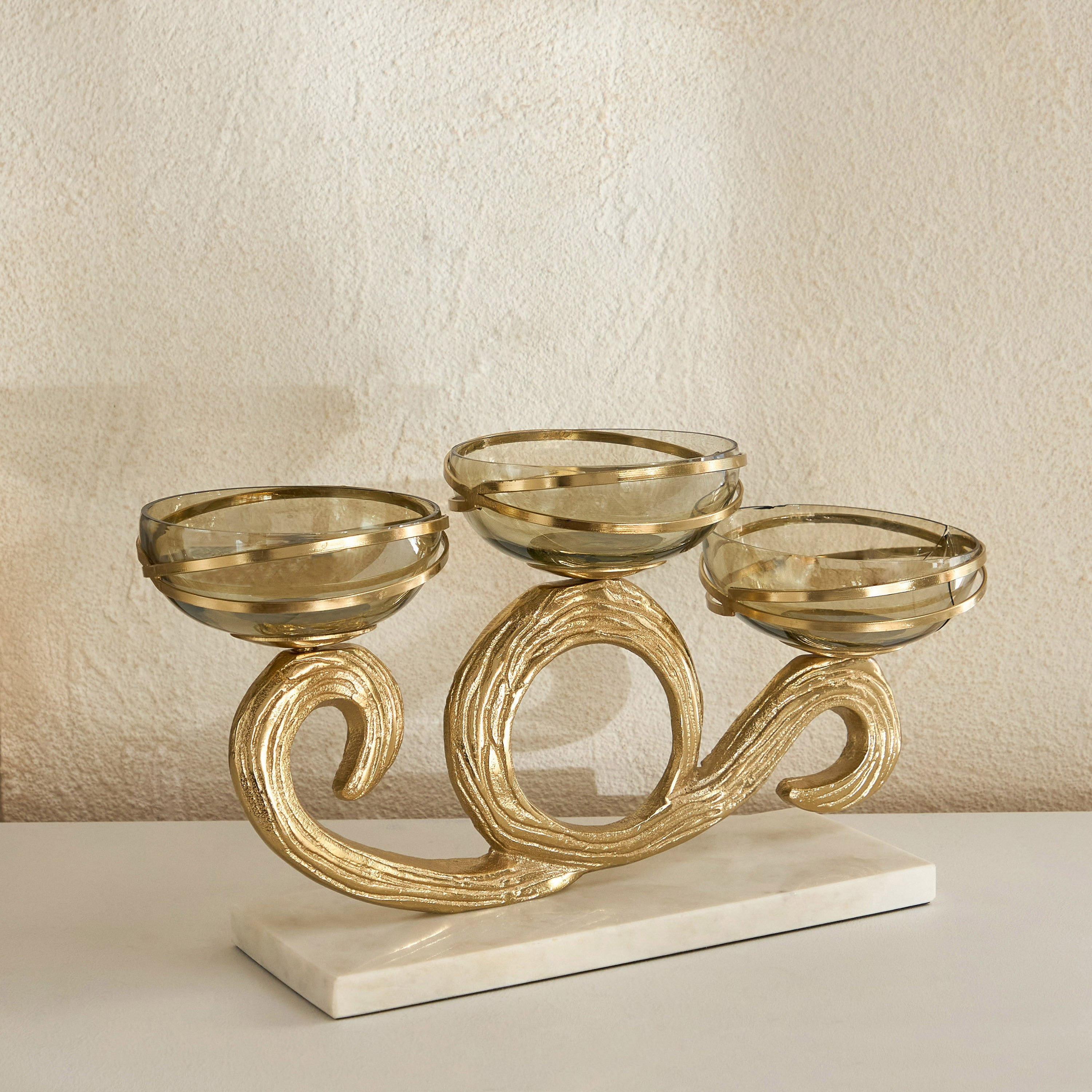 Sands & Palms Sahra Marble and Metal Multiarm Decorative Votive Holder - 30x10x19 cm-hbxlivingroom-decorandaccessories-candleholders-image-2
