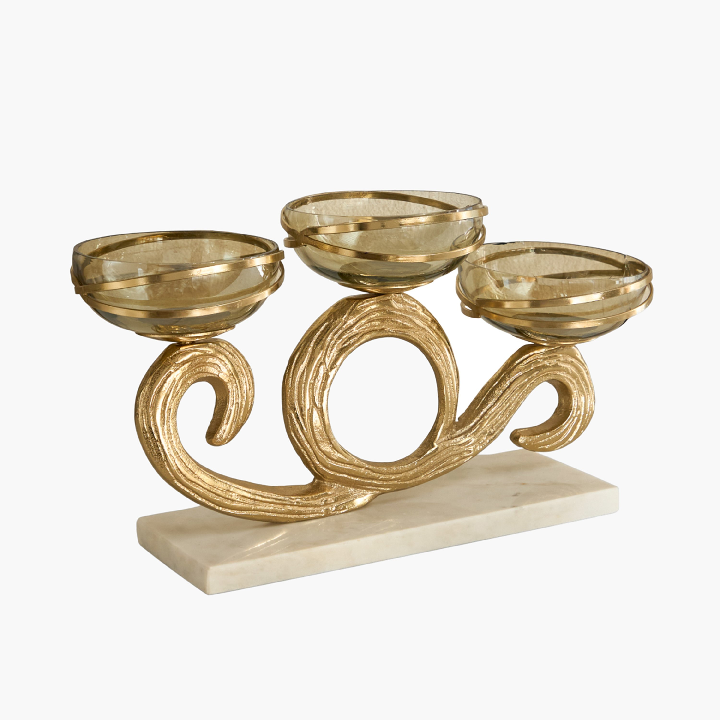 Sands & Palms Sahra Marble and Metal Multiarm Decorative Votive Holder - 30x10x19 cm-hbxlivingroom-decorandaccessories-candleholders-image-5