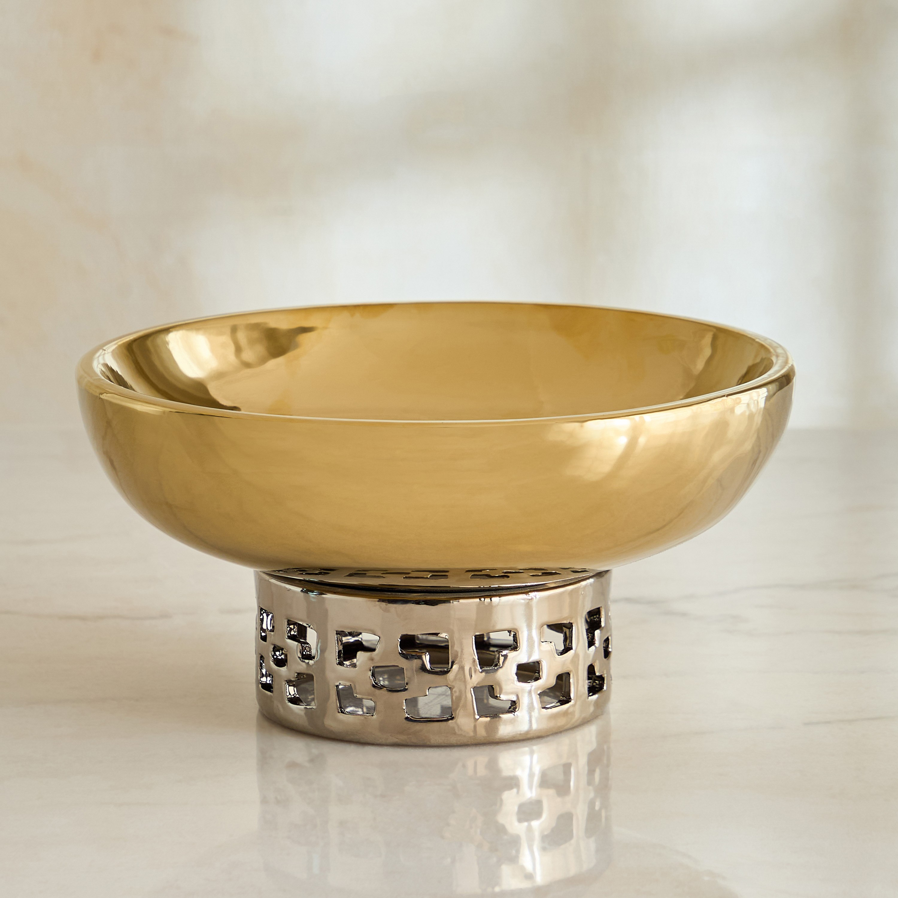 Aurum Titany Vianna Decorative Footed Bowl - 28x28x14 cm-hbxdecorandfurnishings-homeaccessories-bowls-image-5